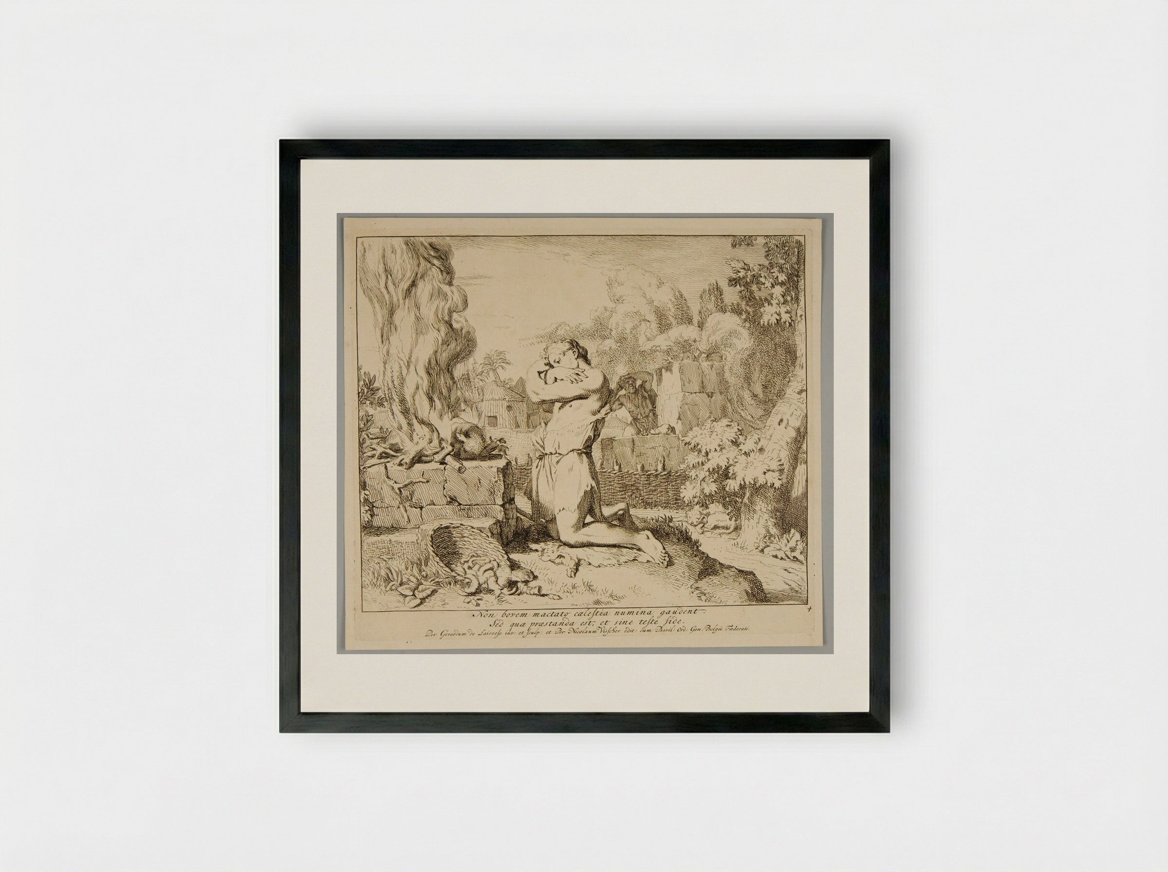 Sacrifice of Cain and Abel - Gérard de Lairesse - Framed Print Black