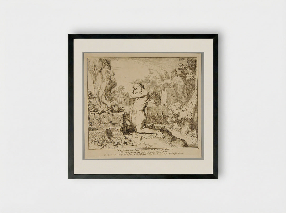 Sacrifice of Cain and Abel - Gérard de Lairesse - Framed Print Black