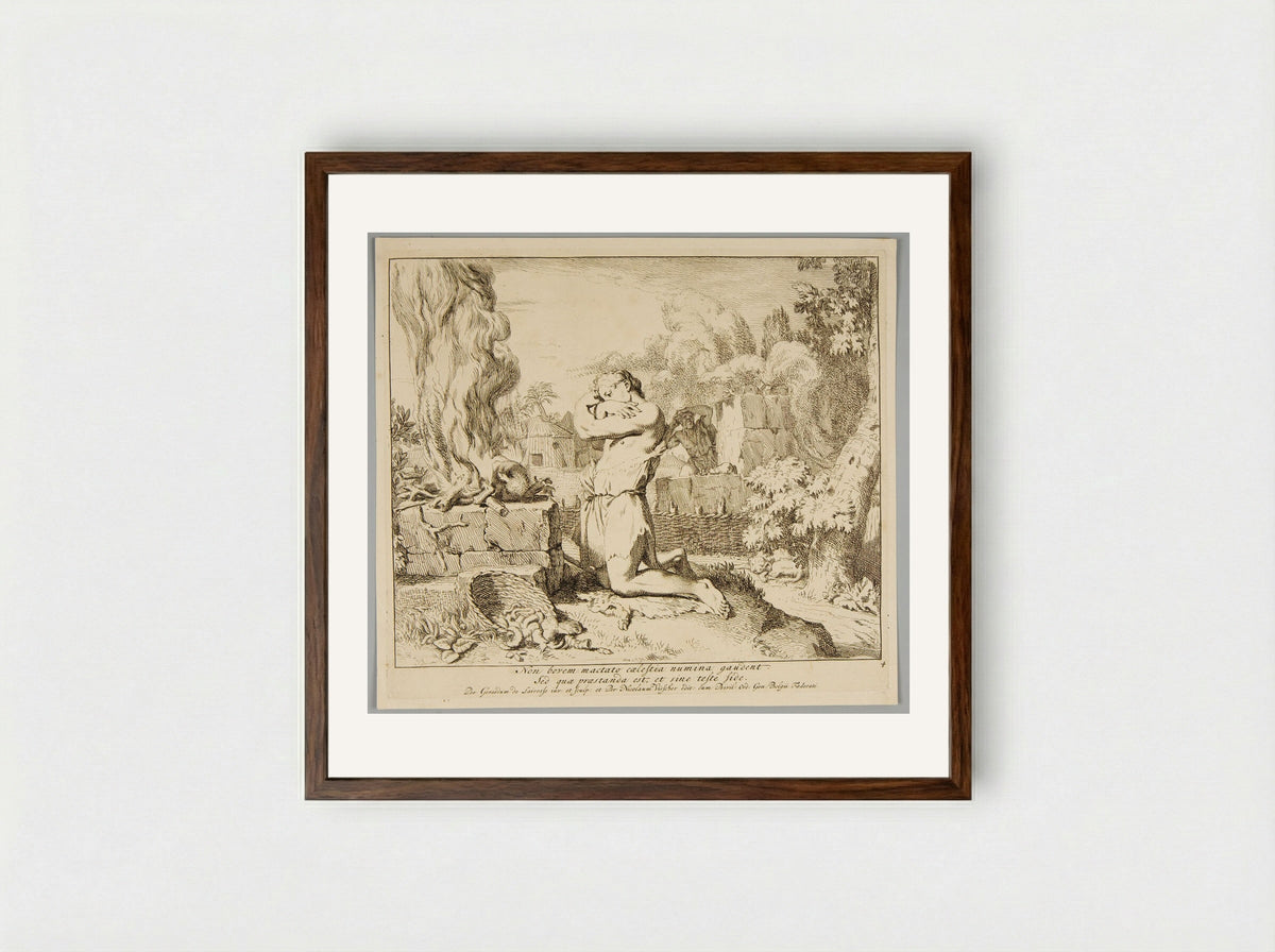 Sacrifice of Cain and Abel - Gérard de Lairesse - Framed Print Dark Wood