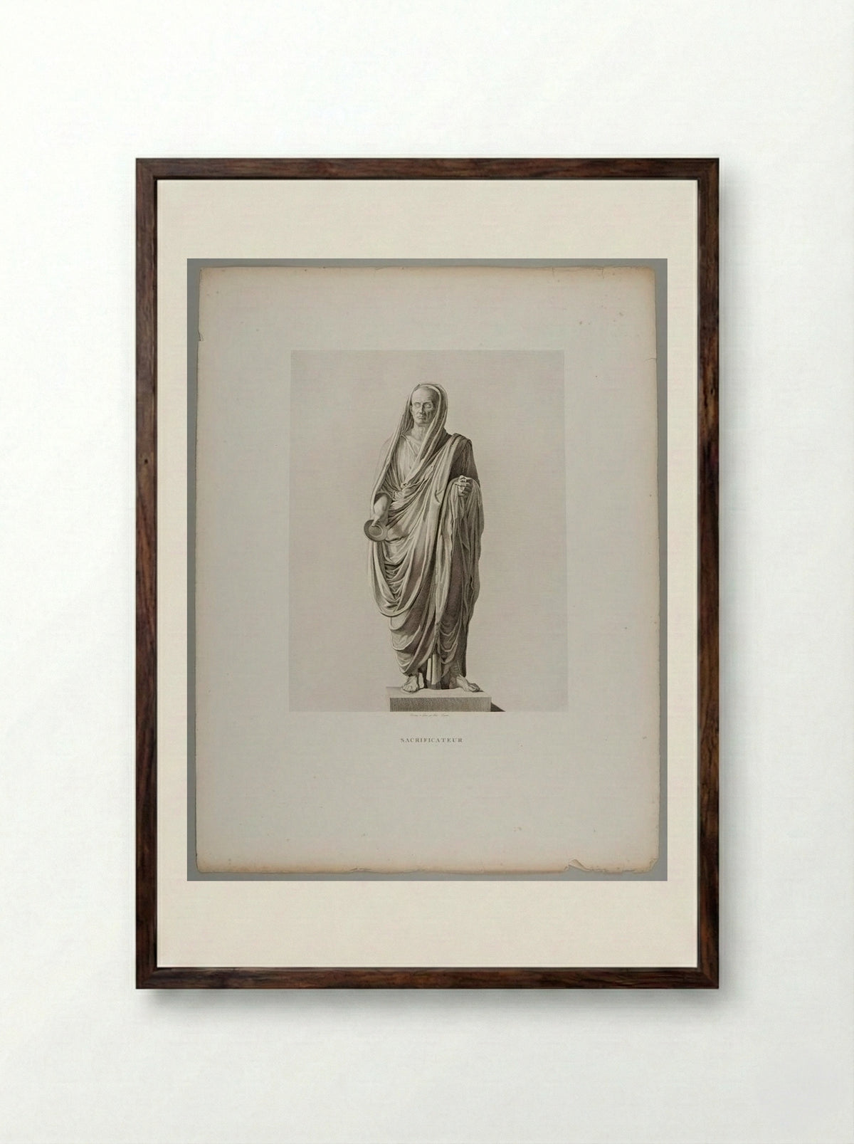 Sacrificer, after the Antique - Pierre Louis Henri Laurent - Framed Print Dark Wood