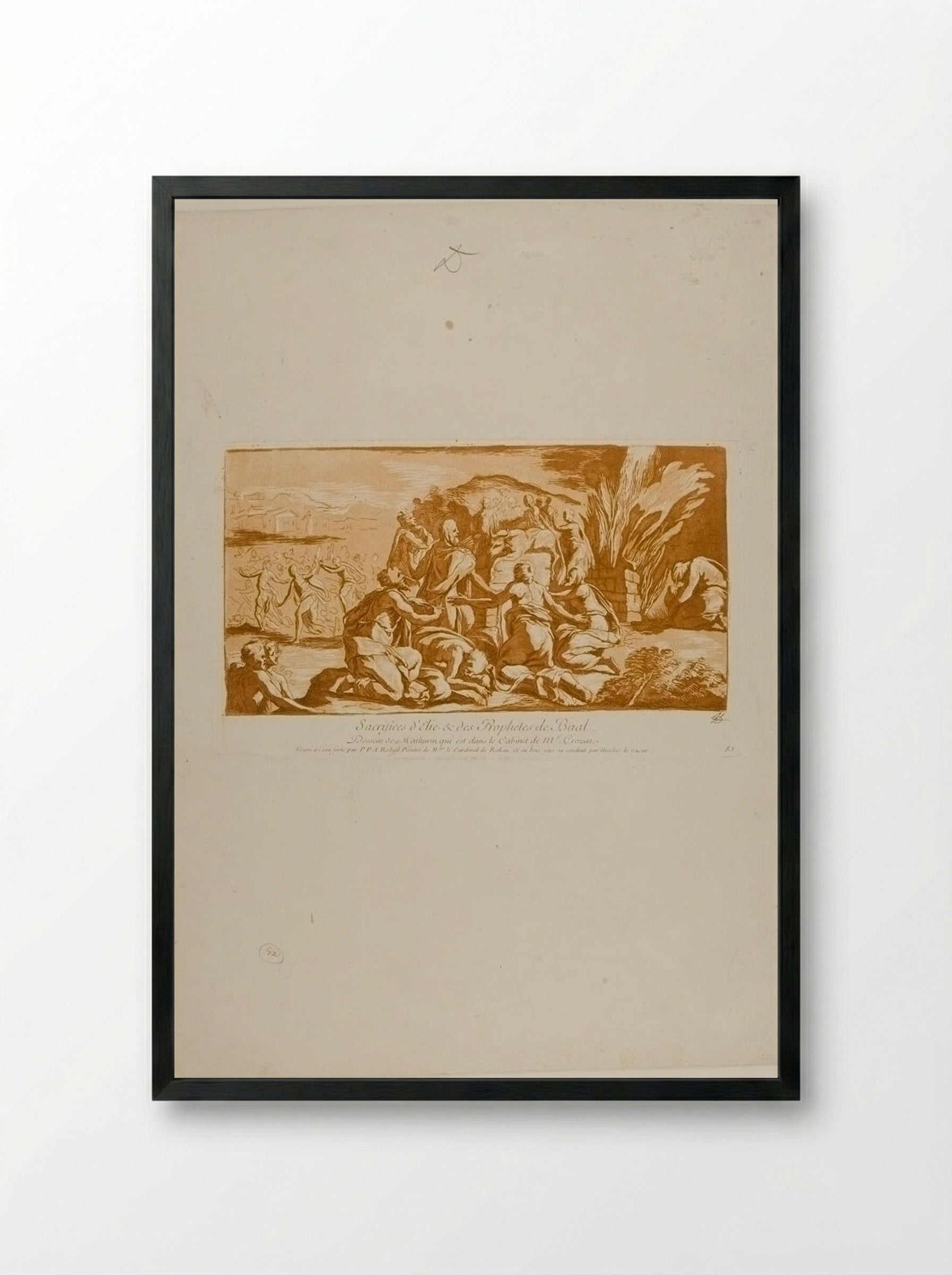 Sacrifices of Elijah and the Prophets of Baal - Nicolas Le Sueur - Framed Print Black