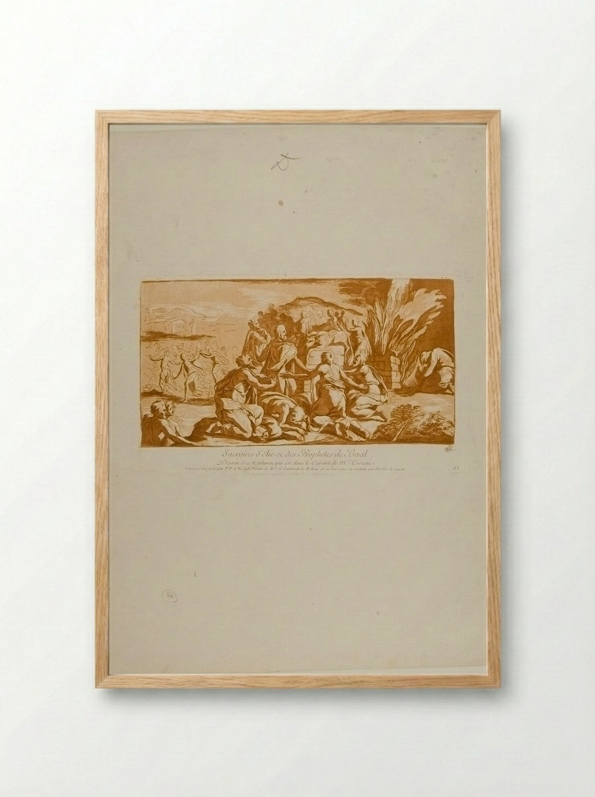 Sacrifices of Elijah and the Prophets of Baal - Nicolas Le Sueur - Framed Print Wood