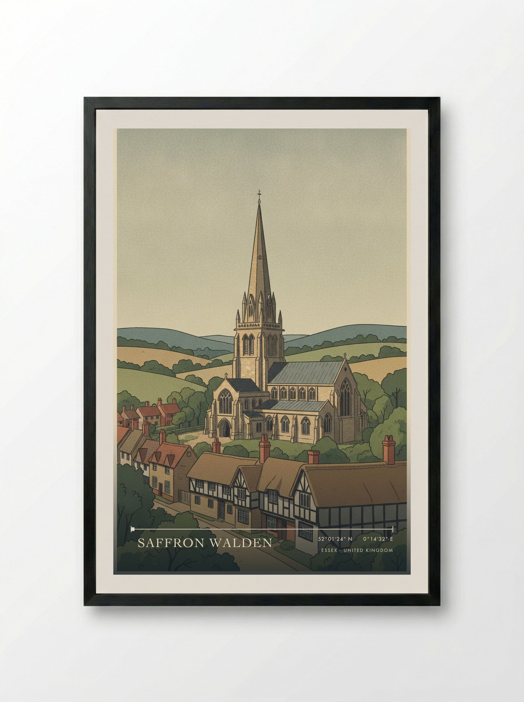 Saffron Walden Essex United Kingdom Travel Poster - Framed Print Black