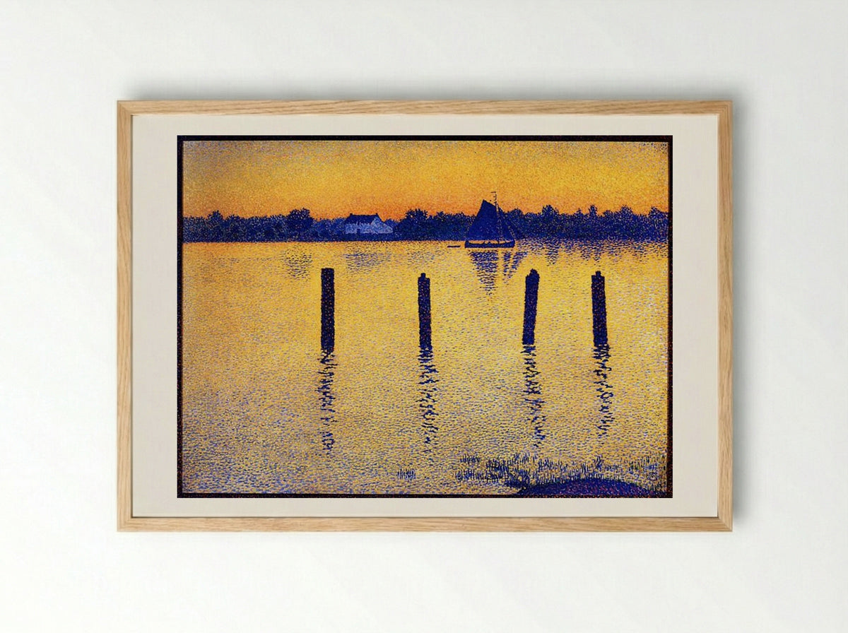 Sailboats on the River Scheldt - Théo van Rysselberghe - Framed Print Wood