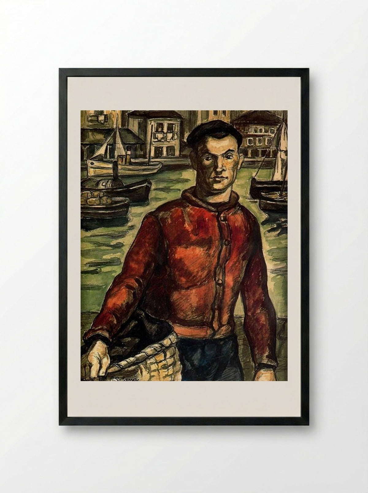 Sailor with Basket - José Gutiérrez Solana - Framed Print Black