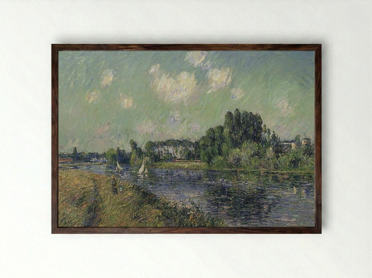 Sails on the Oise - Gustave Loiseau - Framed Print Dark Wood