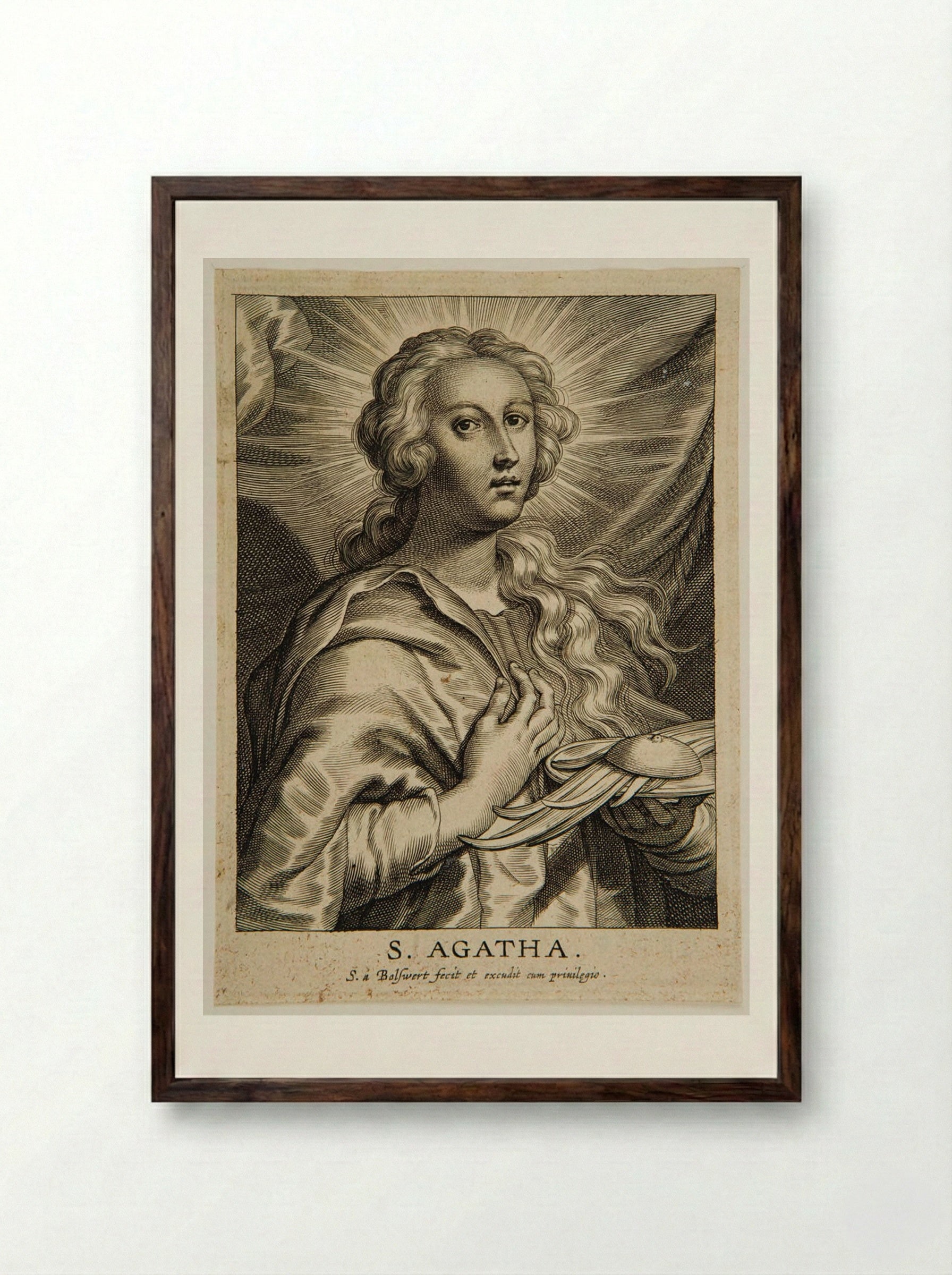 Saint Agatha - Schelte Adamsz. Bolswert - Framed Print Dark Wood