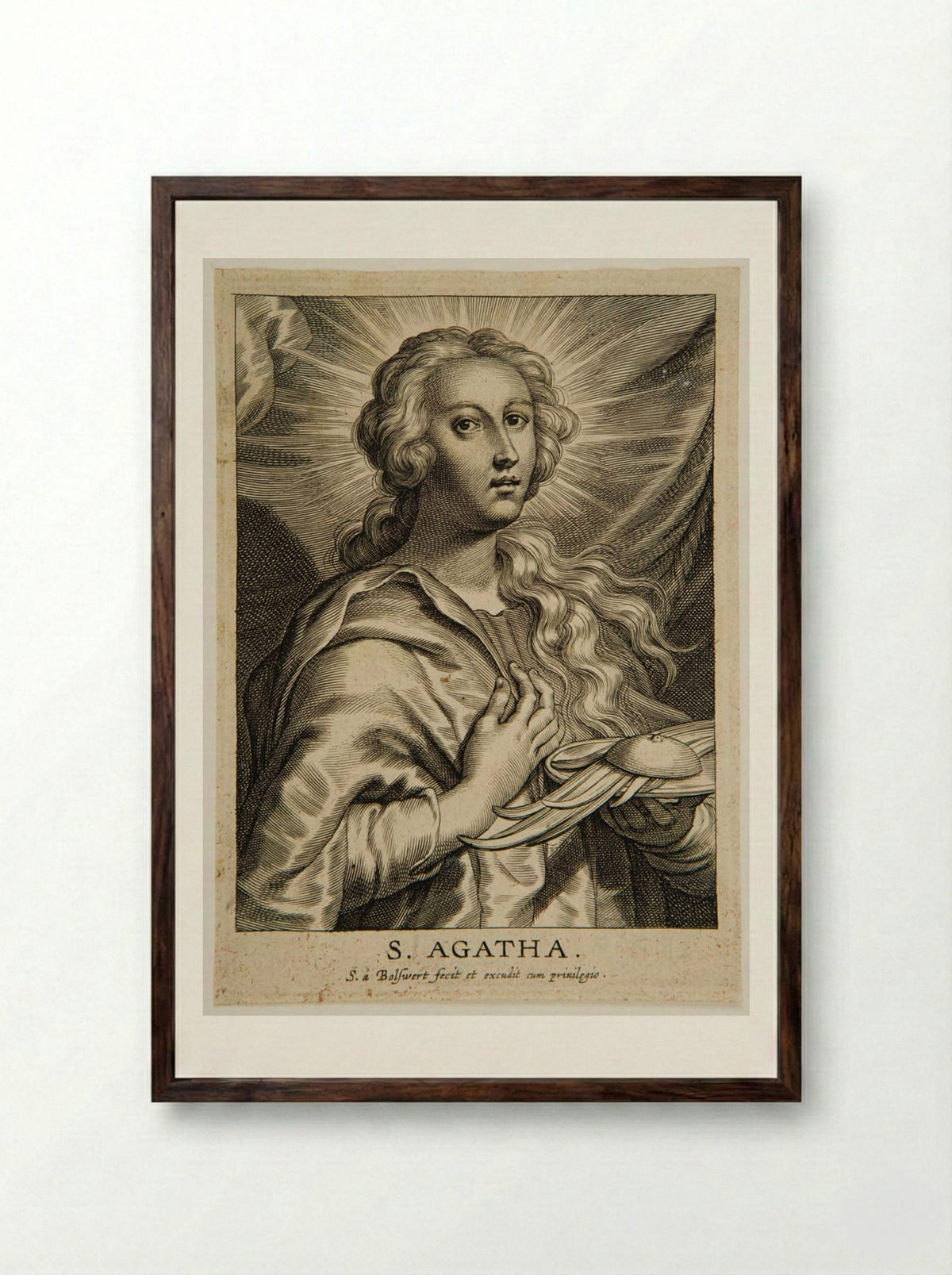 Saint Agatha - Schelte Adamsz. Bolswert - Framed Print Dark Wood