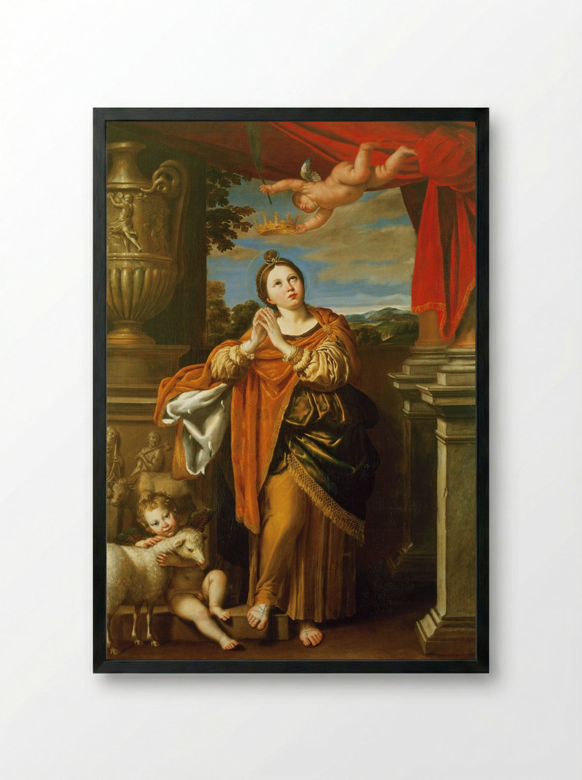Saint Agnes - Domenichino - Framed Print Black