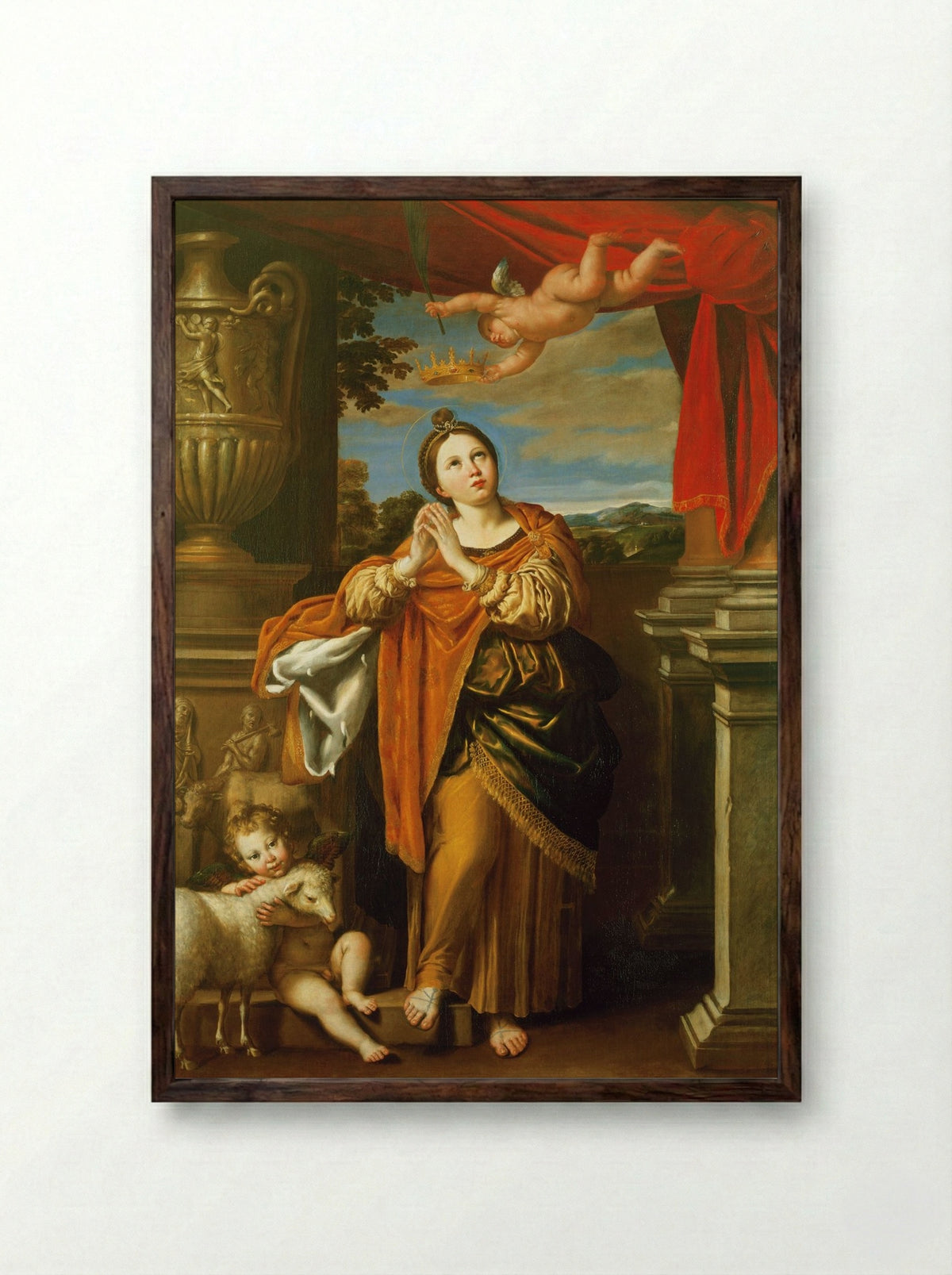 Saint Agnes - Domenichino - Framed Print Dark Wood