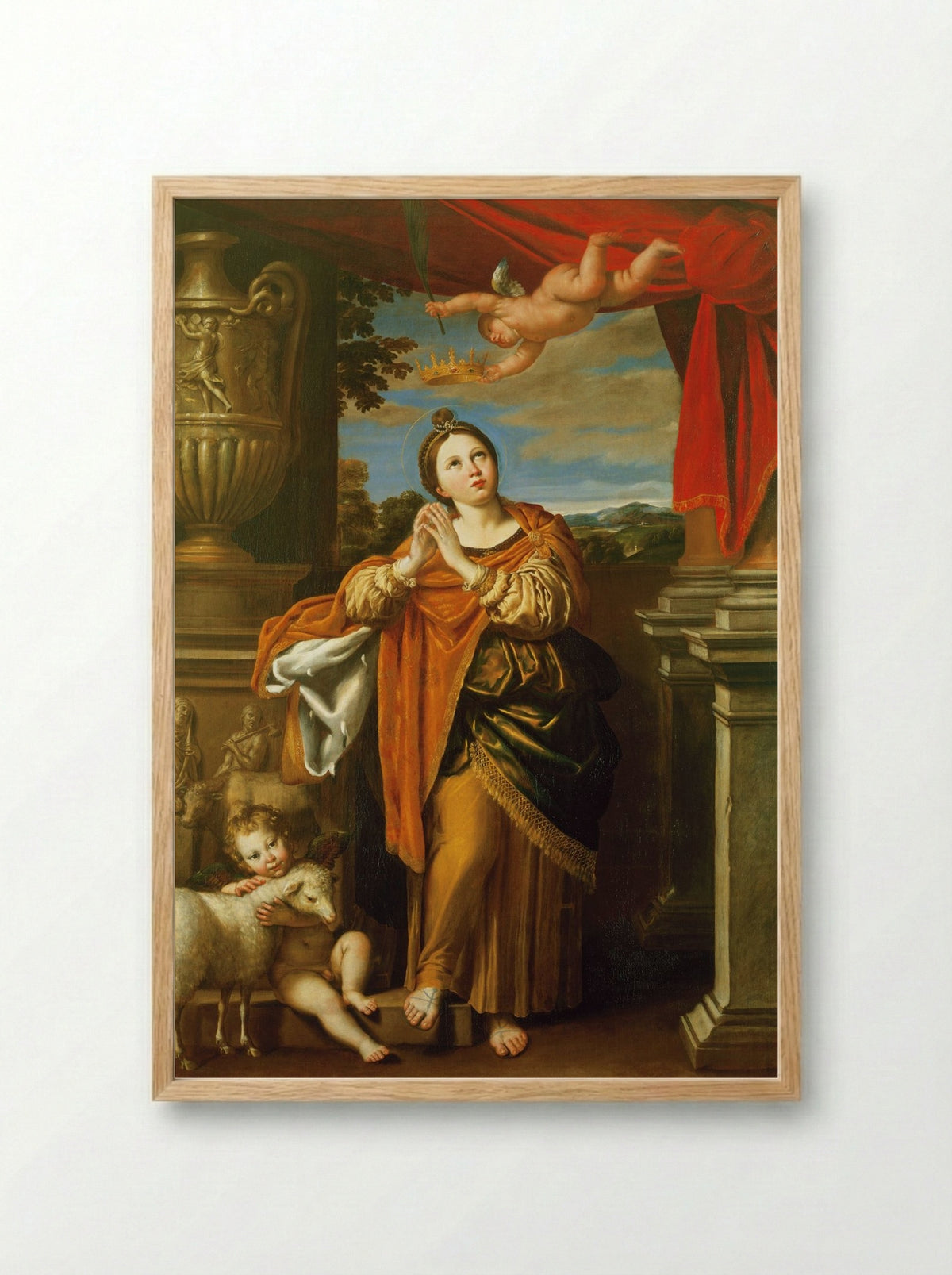 Saint Agnes - Domenichino - Framed Print Wood