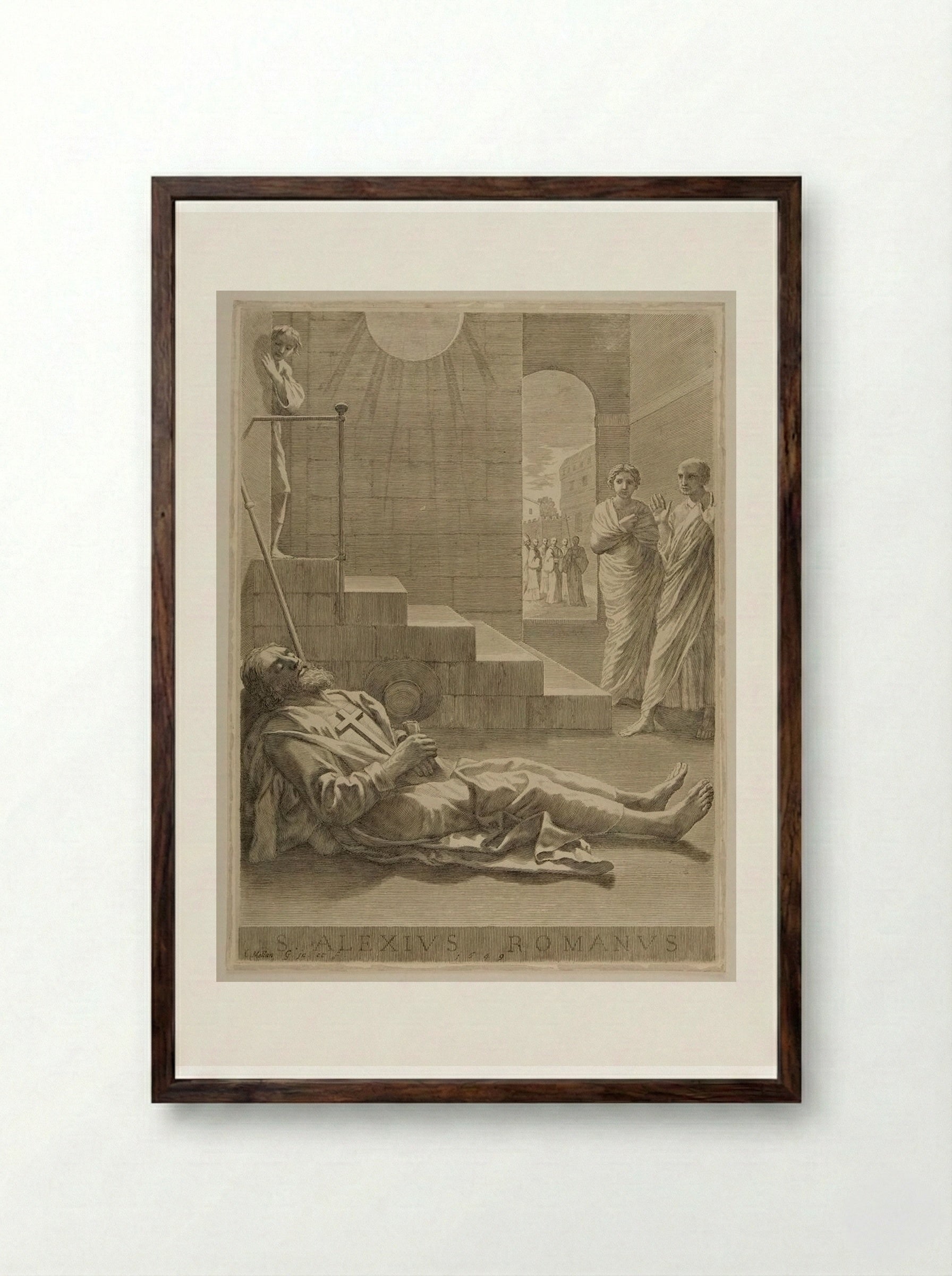 Saint Alexis - Claude Mellan - Framed Print Dark Wood
