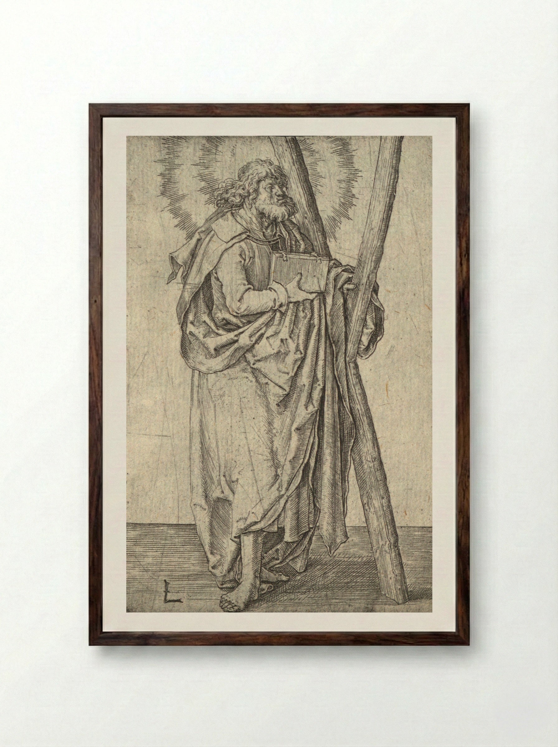 Saint Andrew - Lucas van Leyden - Framed Print Dark Wood