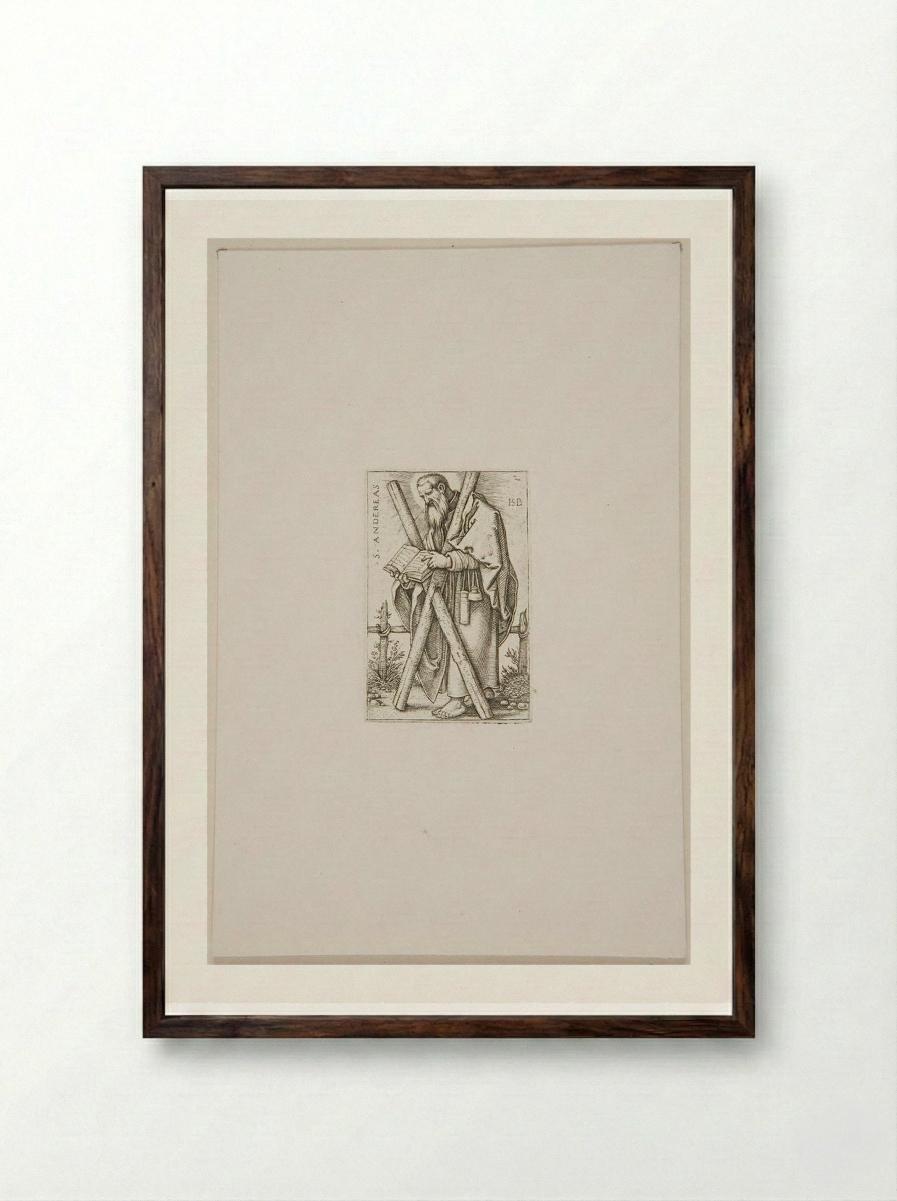 Saint Andrew - Sebald Beham - Framed Print Dark Wood