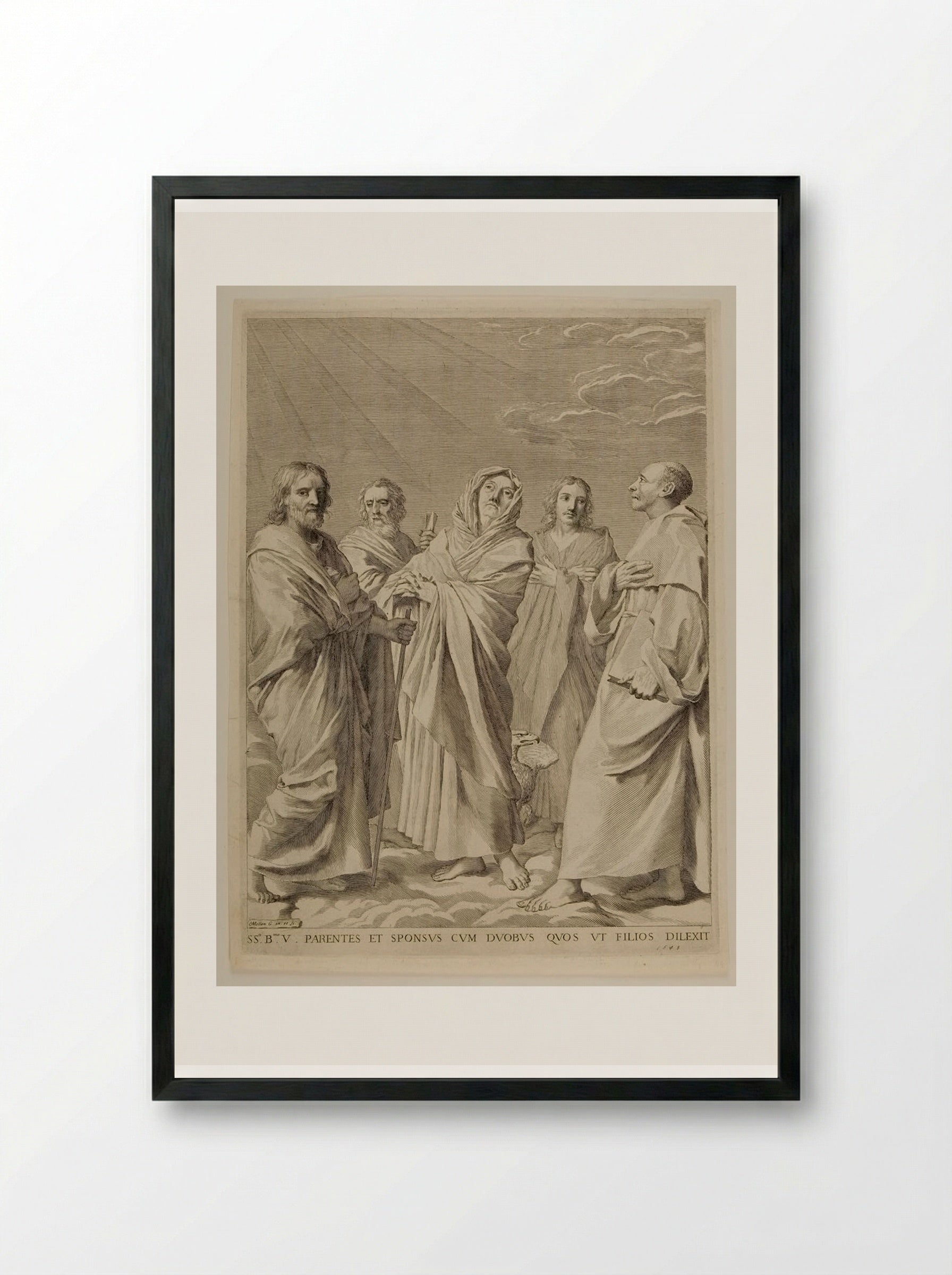Saint Anne Surrounded by Saints - Claude Mellan - Framed Print Black