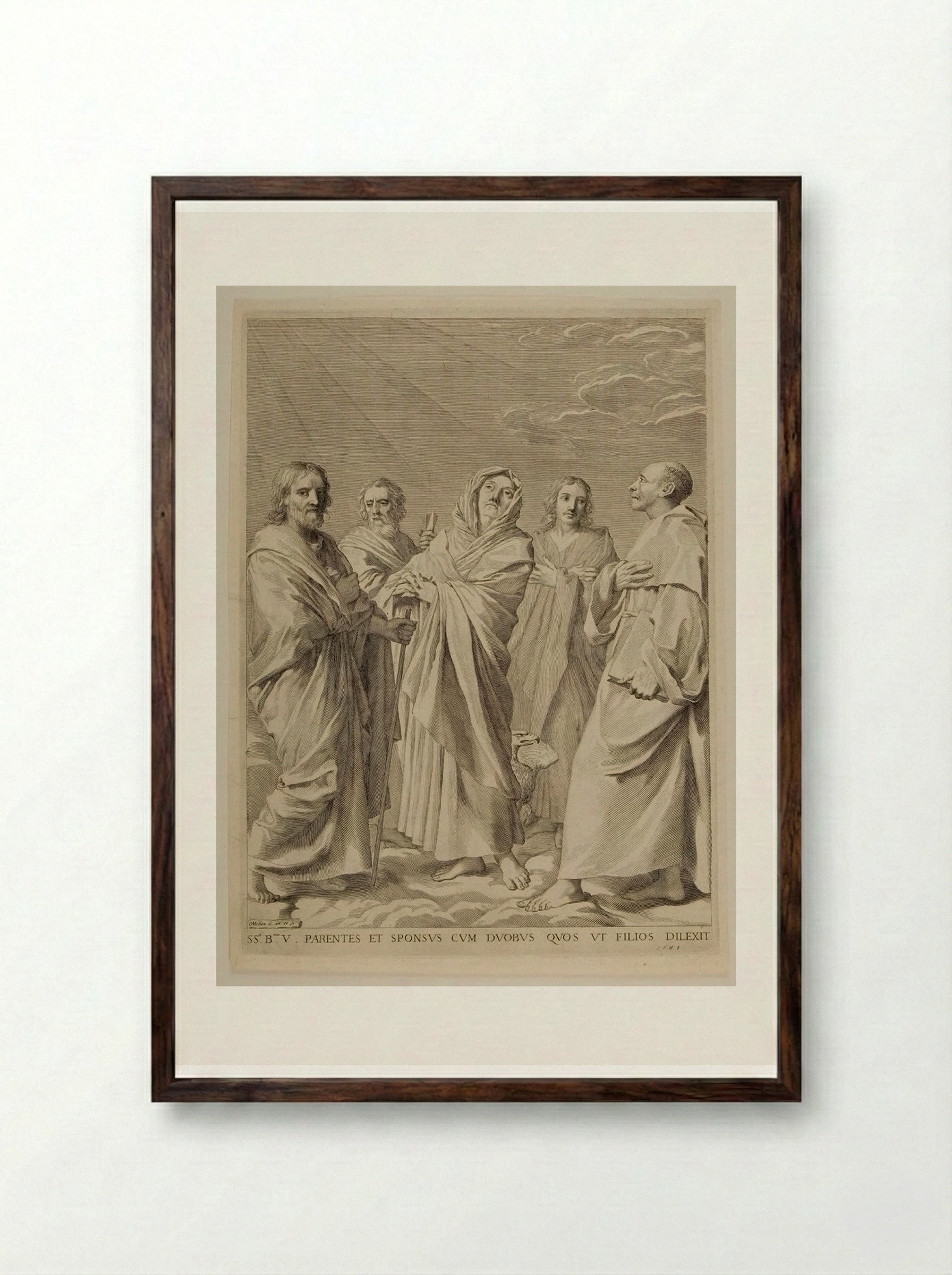 Saint Anne Surrounded by Saints - Claude Mellan - Framed Print Dark Wood