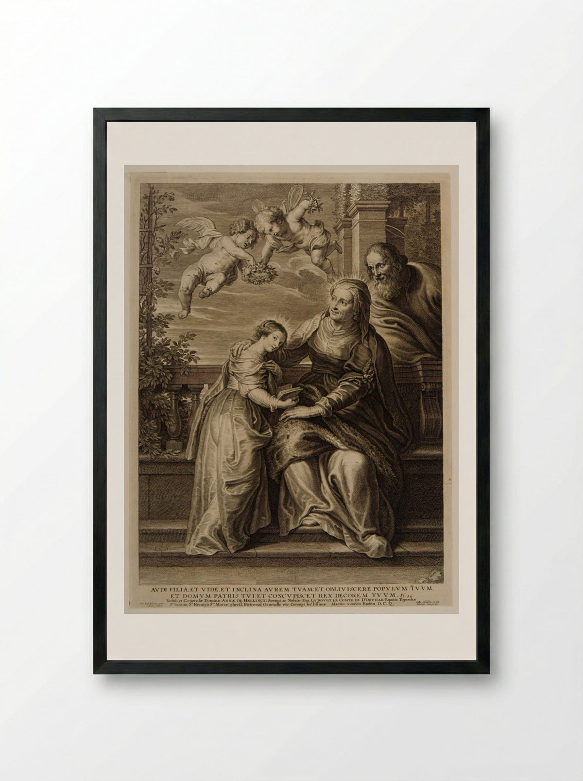 Saint Anne Teaching the Virgin to Read - Schelte Adamsz. Bolswert - Framed Print Black