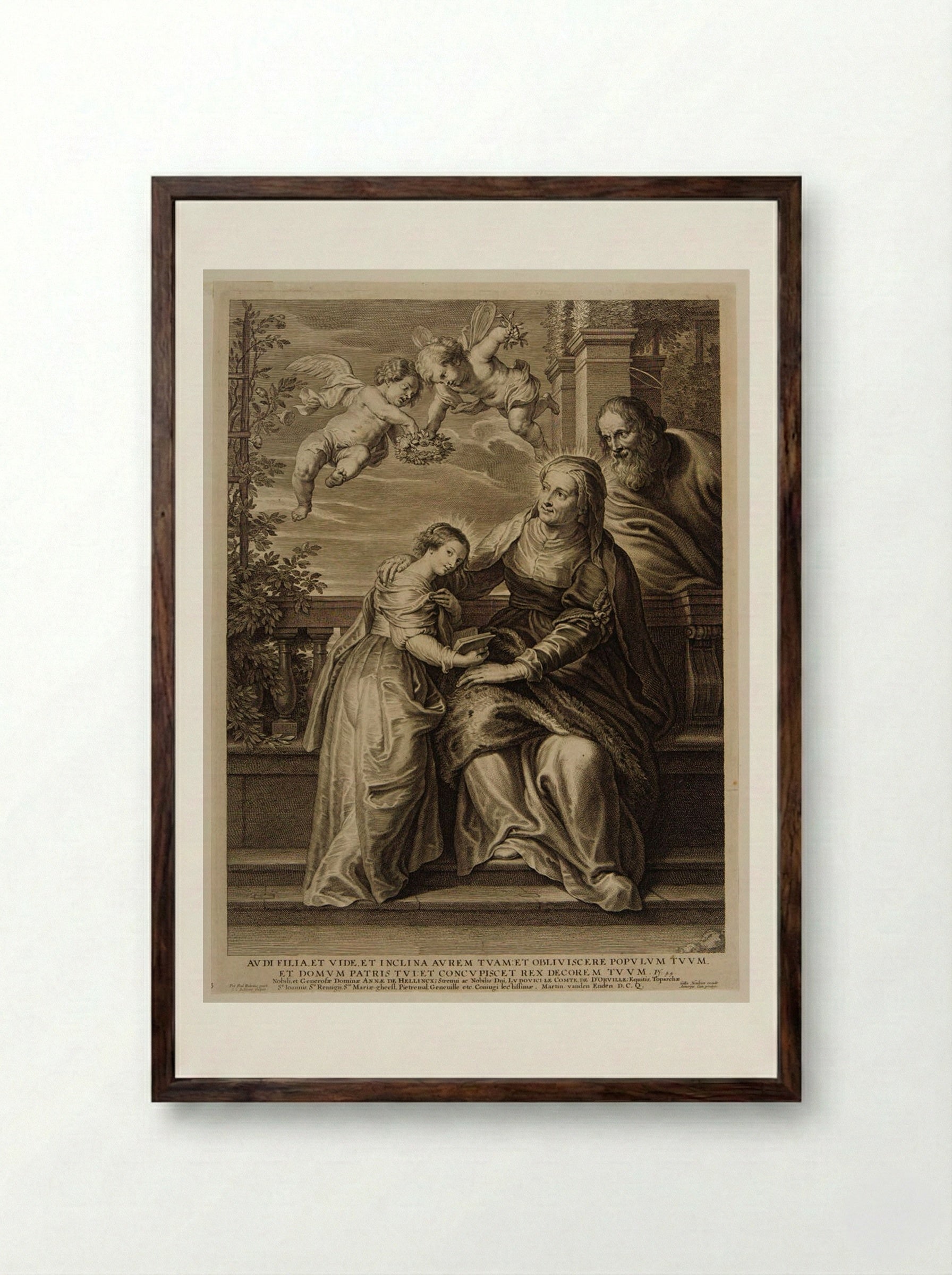 Saint Anne Teaching the Virgin to Read - Schelte Adamsz. Bolswert - Framed Print Dark Wood