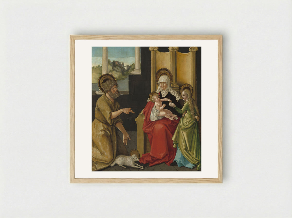 Saint Anne with the Virgin and Child and Saint John the Baptist - Hans Baldung Grien - Framed Print Wood
