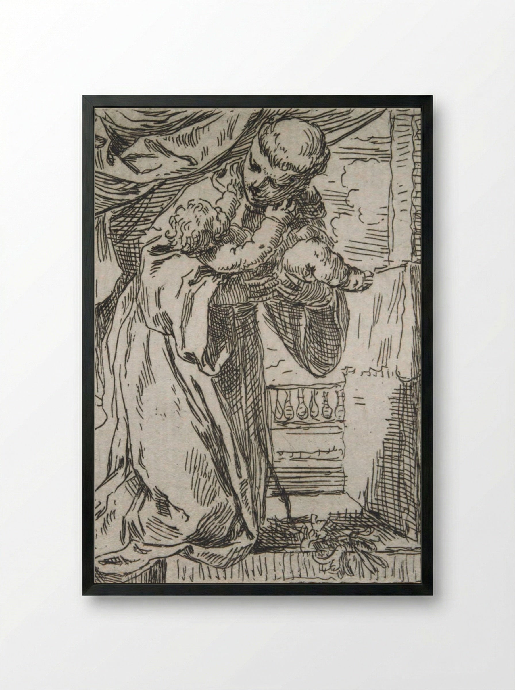 Saint Anthony of Padua Holding the Christ Child - Simone Cantarini - Framed Print Black