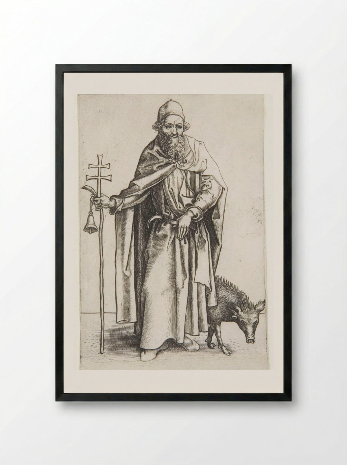 Saint Anthony, the First Hermit - Martin Schongauer - Framed Print Black