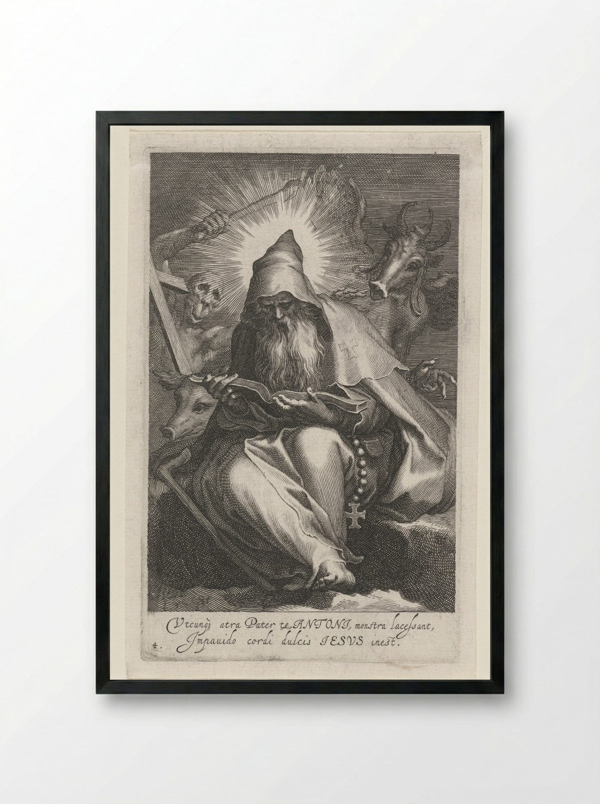 Saint Anthony the Great as a Hermit - Boëtius Adamsz. Bolswert - Framed Print Black