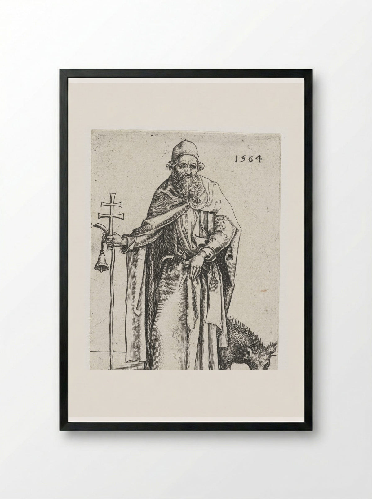 Saint Anthony the Great - Hieronymus Wierix - Framed Print Black