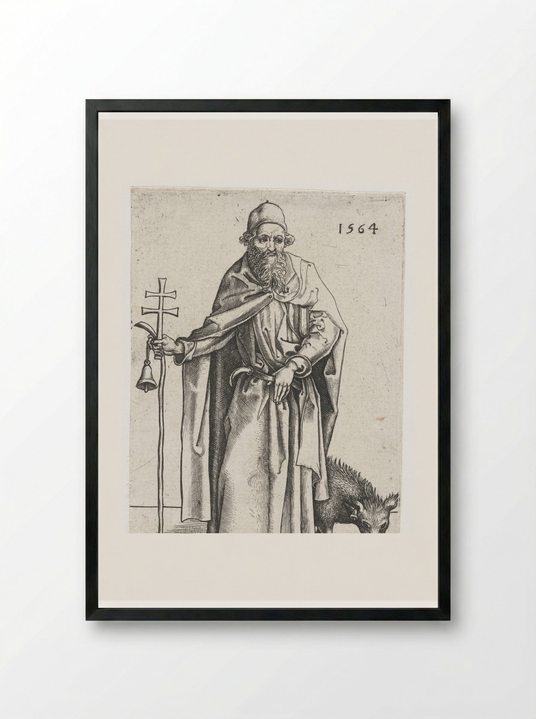 Saint Anthony the Great - Hieronymus Wierix - Framed Print Black