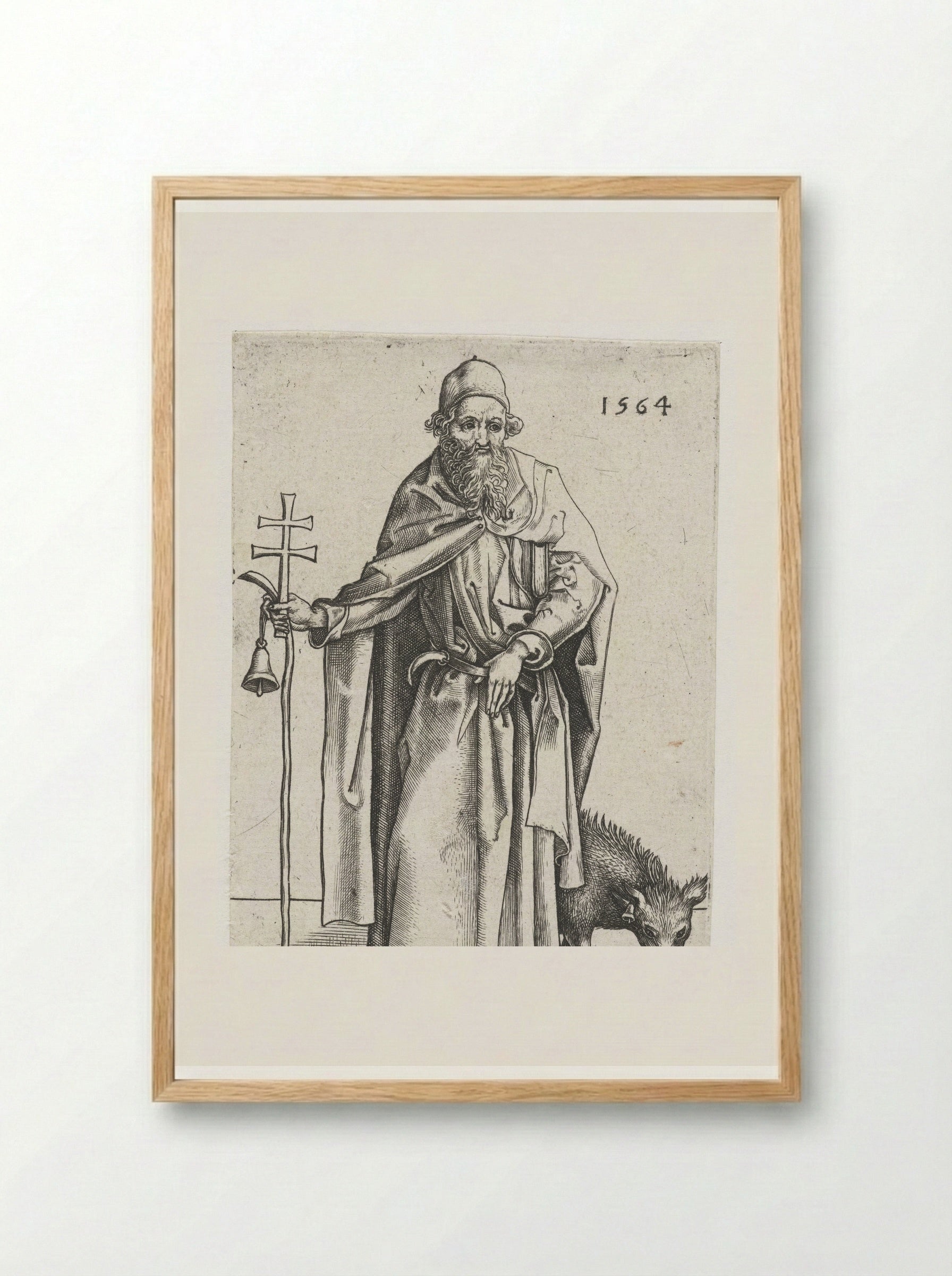 Saint Anthony the Great - Hieronymus Wierix - Framed Print Wood