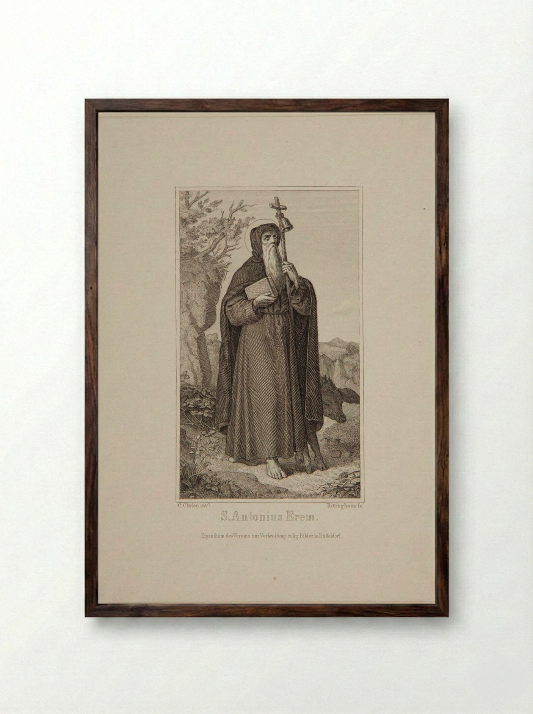 Saint Antonius Erem - E. Rittinghaus - Framed Print Dark Wood
