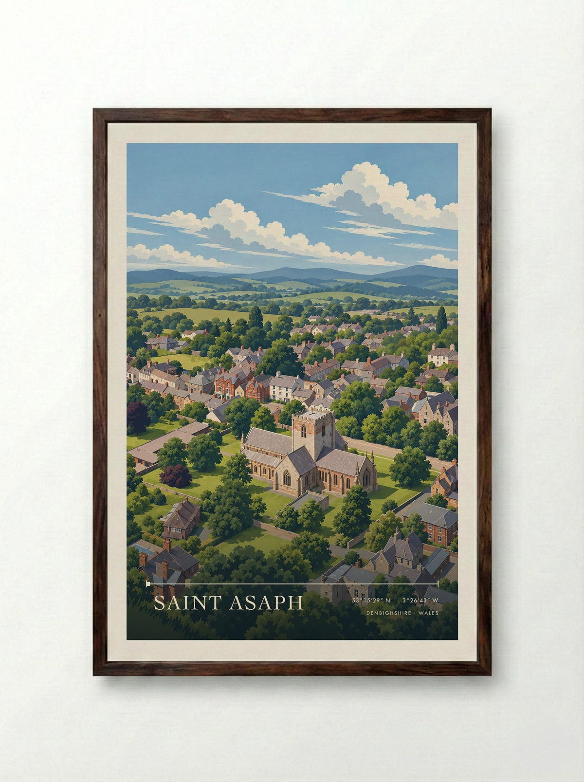 Saint Asaph, Denbighshire | Travel Poster - Framed Print Dark Wood