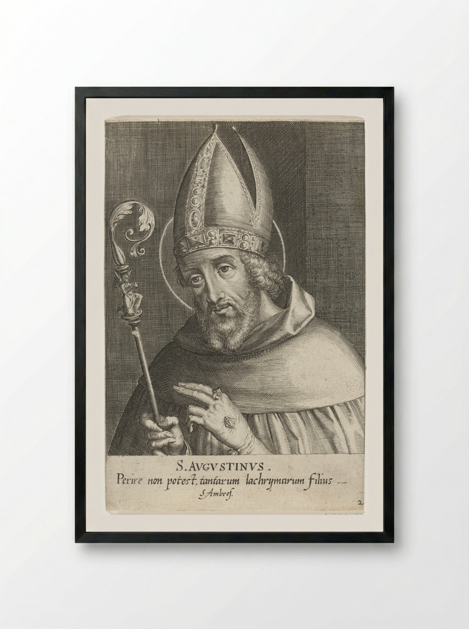 Saint Augustine - Dominicus Custos - Framed Print Black