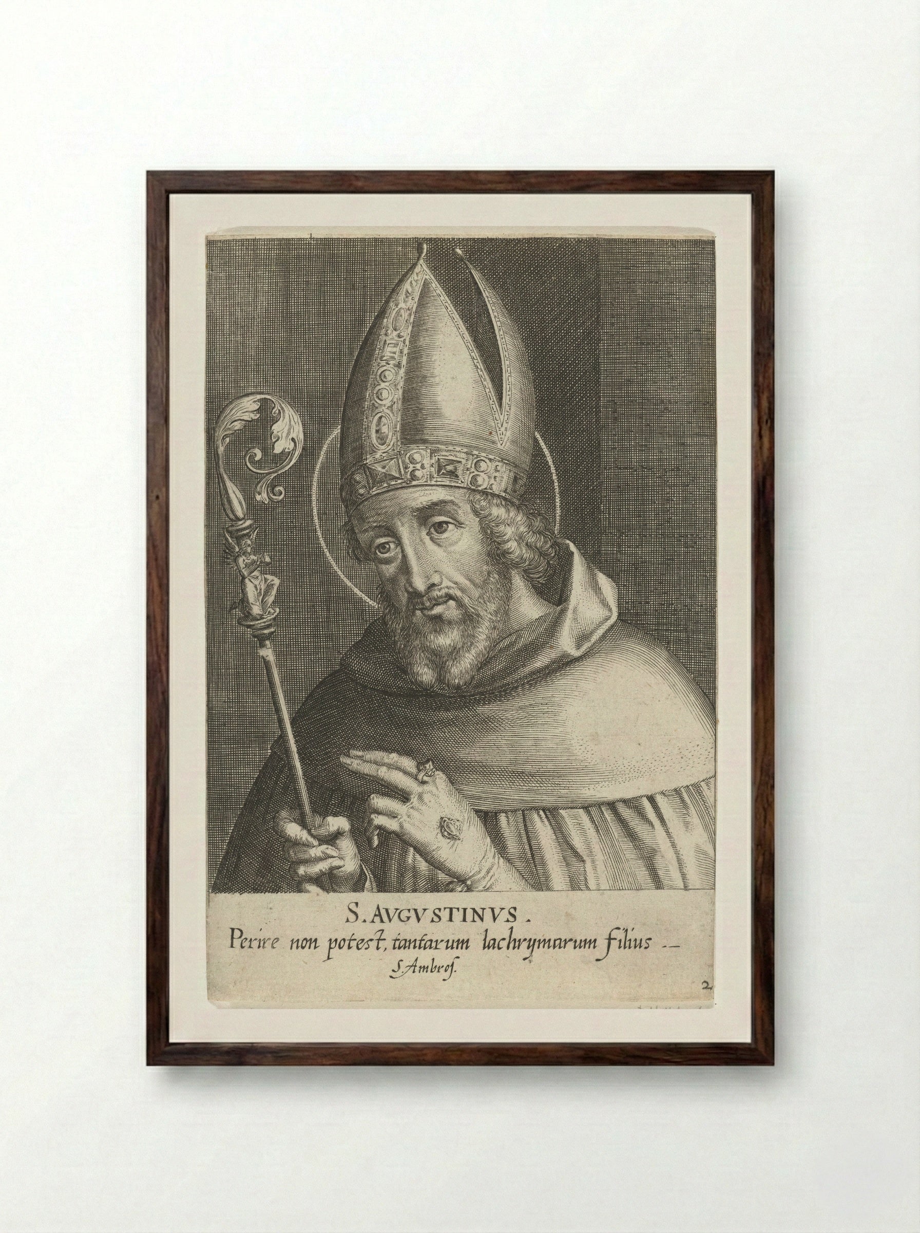Saint Augustine - Dominicus Custos - Framed Print Dark Wood