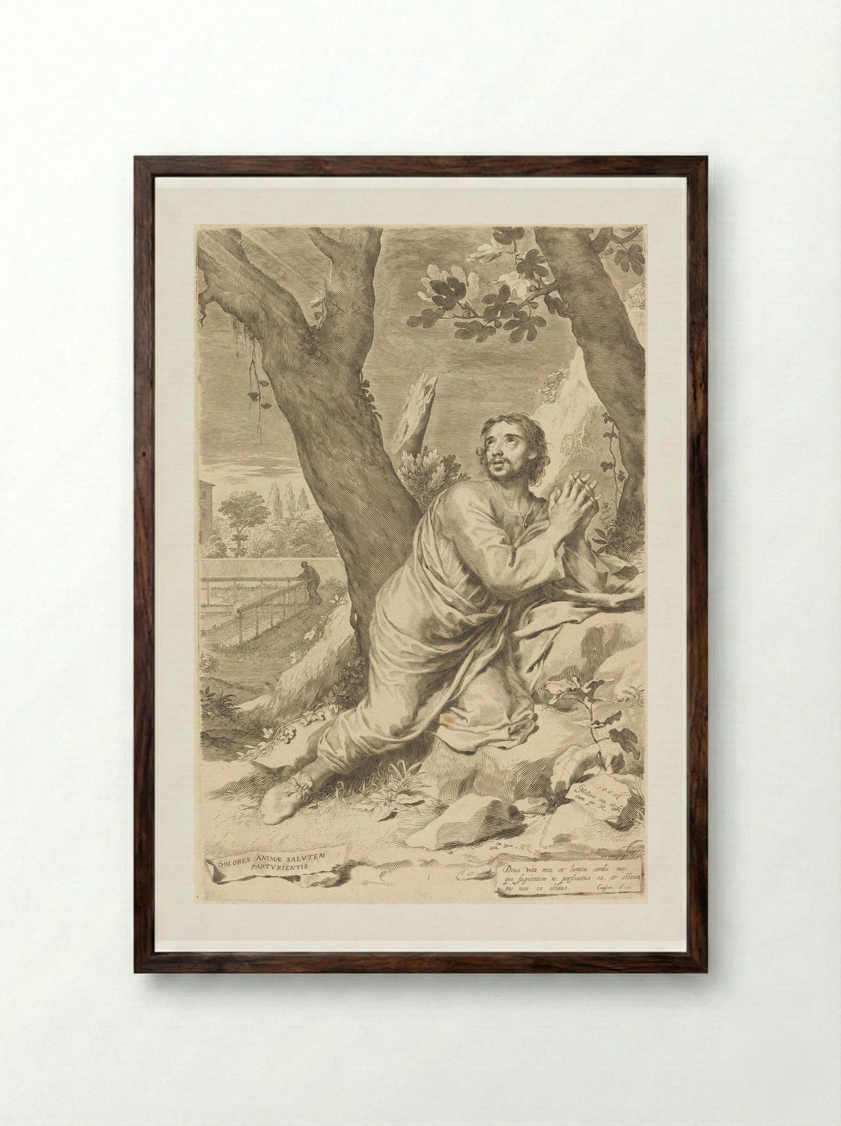 Saint Augustine - Claude Mellan - Framed Print Dark Wood