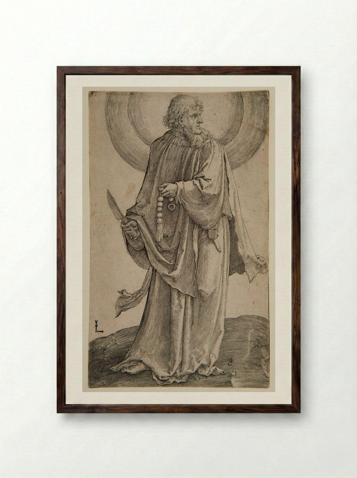 Saint Bartholomew - Lucas van Leyden - Framed Print Dark Wood