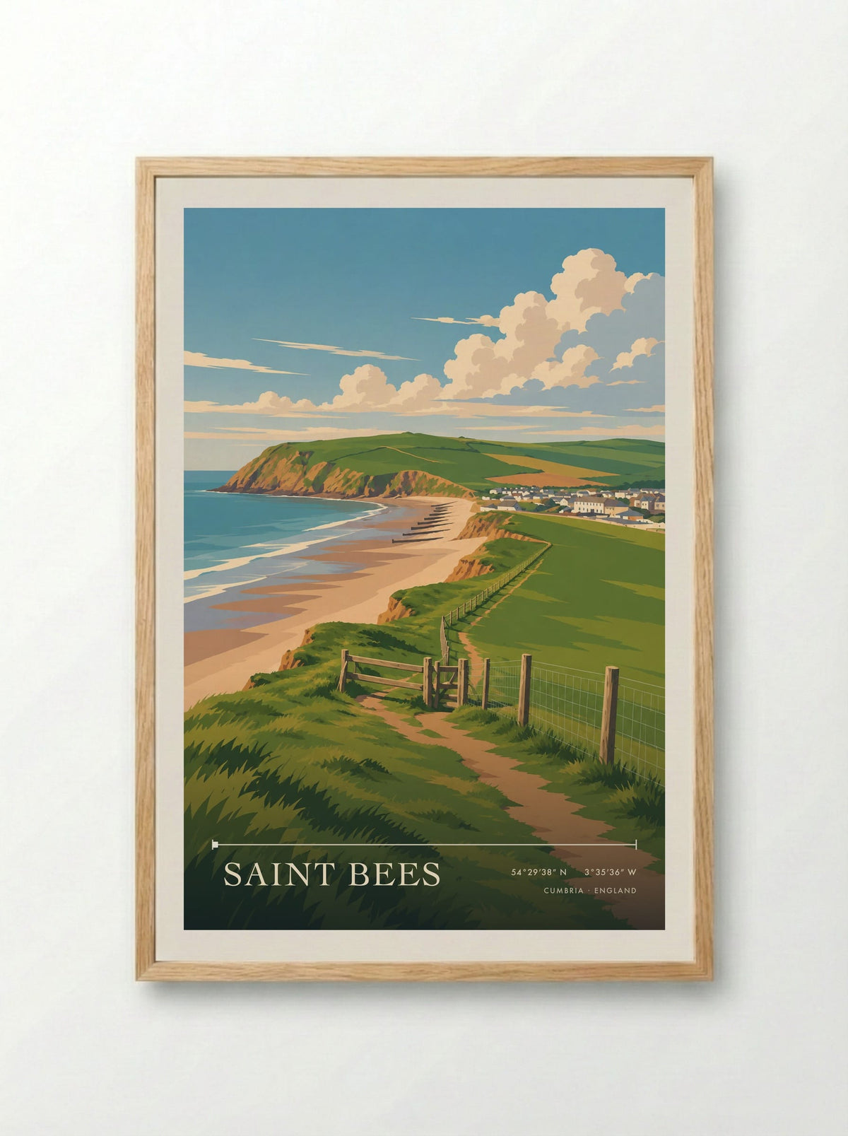 Saint Bees, Cumbria | Travel Poster - Framed Print Wood