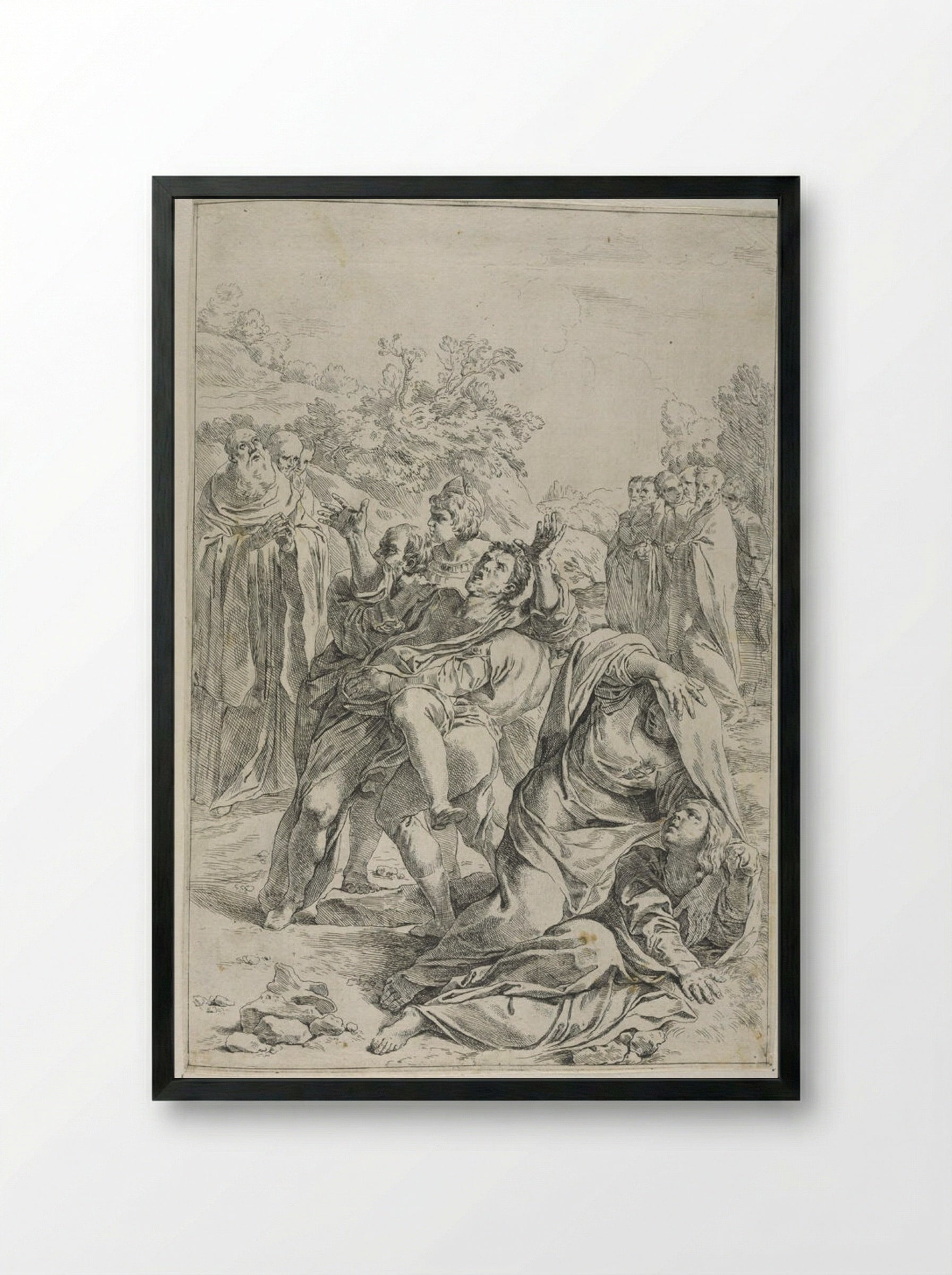 Saint Benedict Exorcising a Demon - Simone Cantarini - Framed Print Black