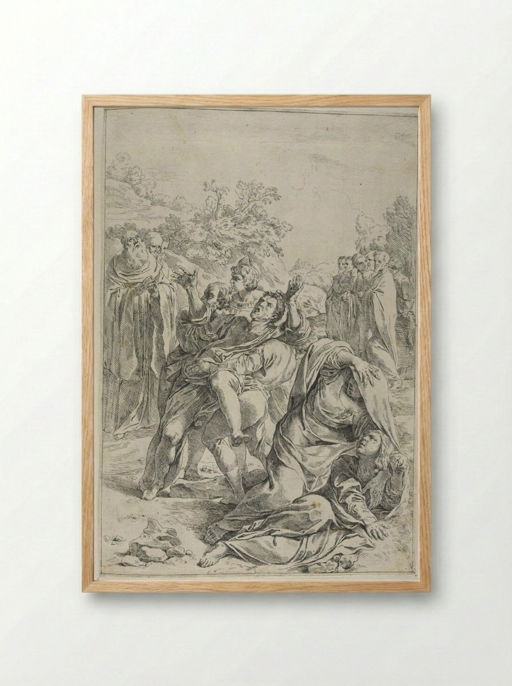Saint Benedict Exorcising a Demon - Simone Cantarini - Framed Print Wood
