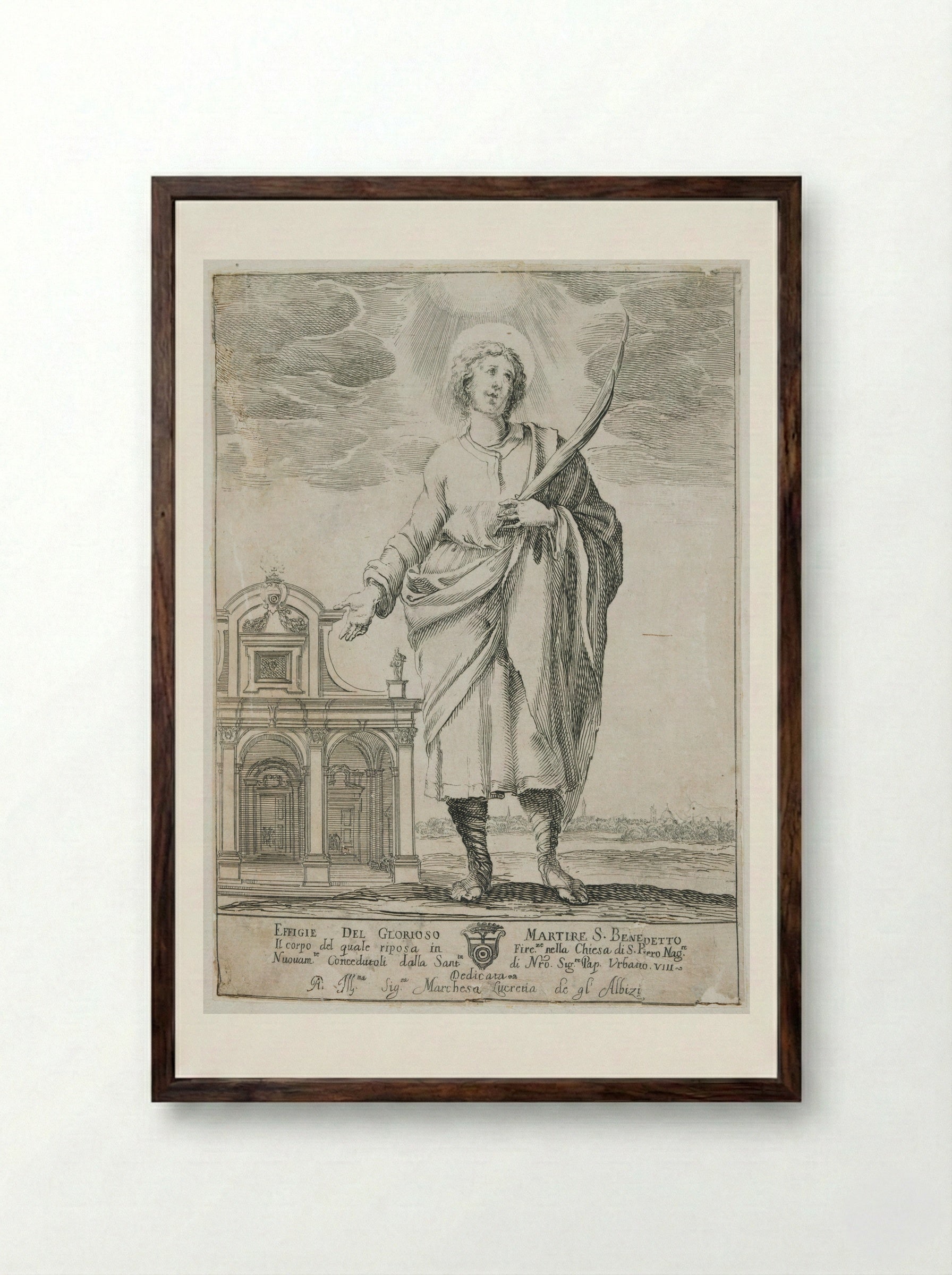 Saint Benedict Martyr - Stefano Della Bella - Framed Print Dark Wood