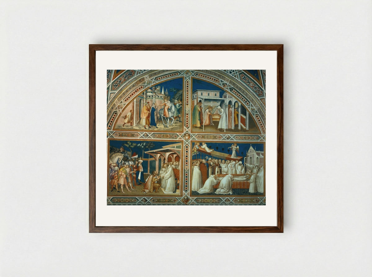 Saint Benedict and Saint Lucilla - Spinello Aretino - Framed Print Dark Wood