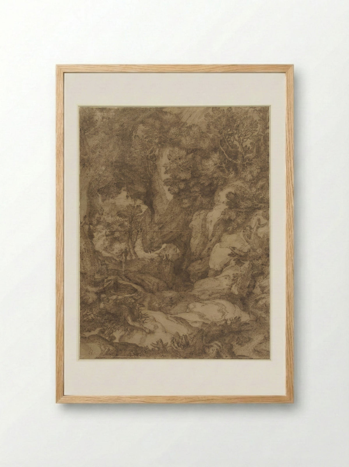 Saint Benedict in the Wilderness - Girolamo Muziano - Framed Print Wood