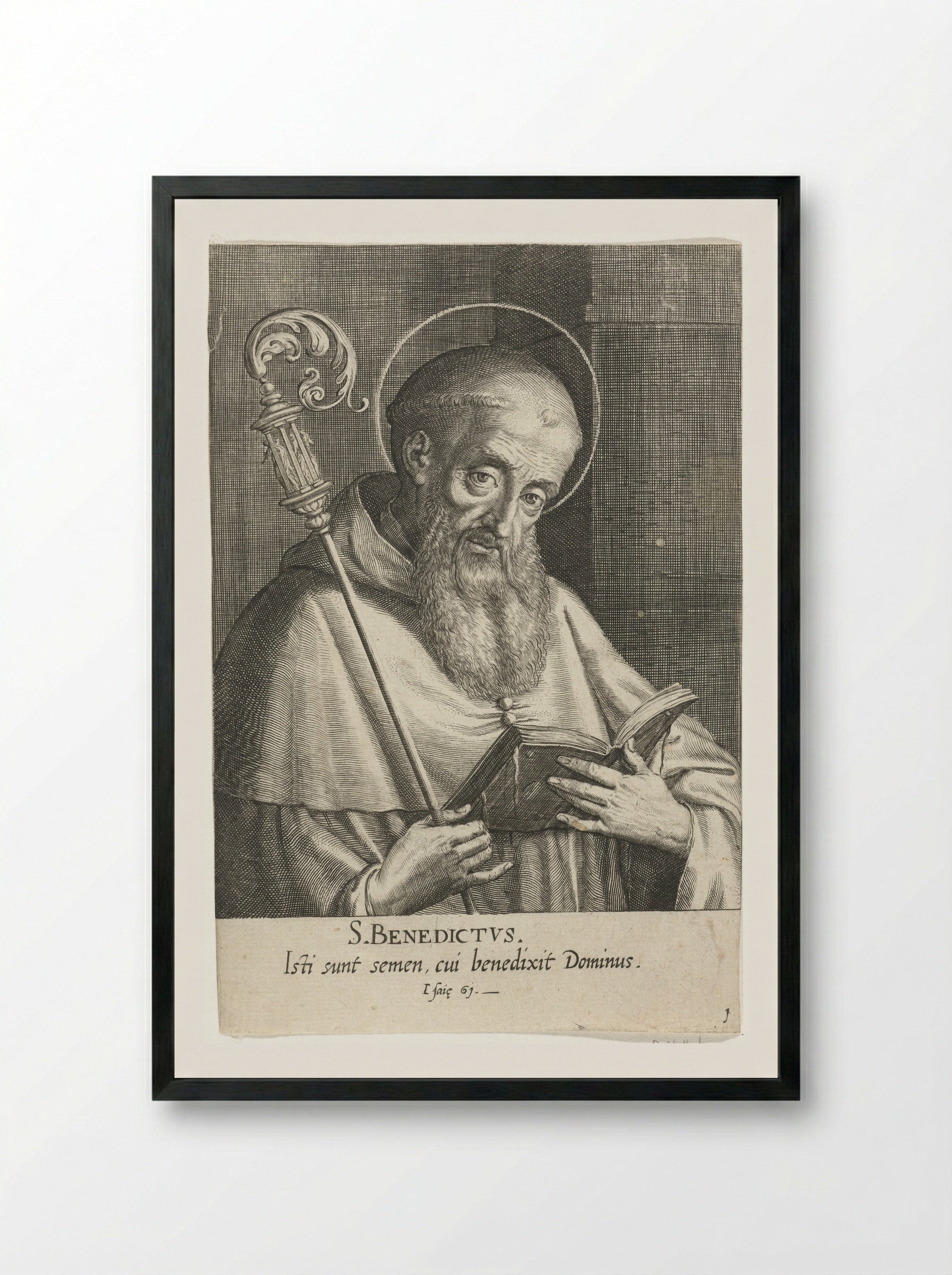 Saint Benedict - Dominicus Custos - Framed Print Black