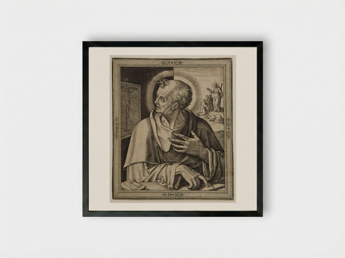 Saint Benedict - Hieronymus Wierix - Framed Print Black