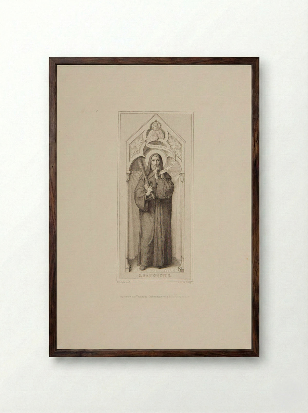 Saint Benedict - Heinrich Nüsser - Framed Print Dark Wood
