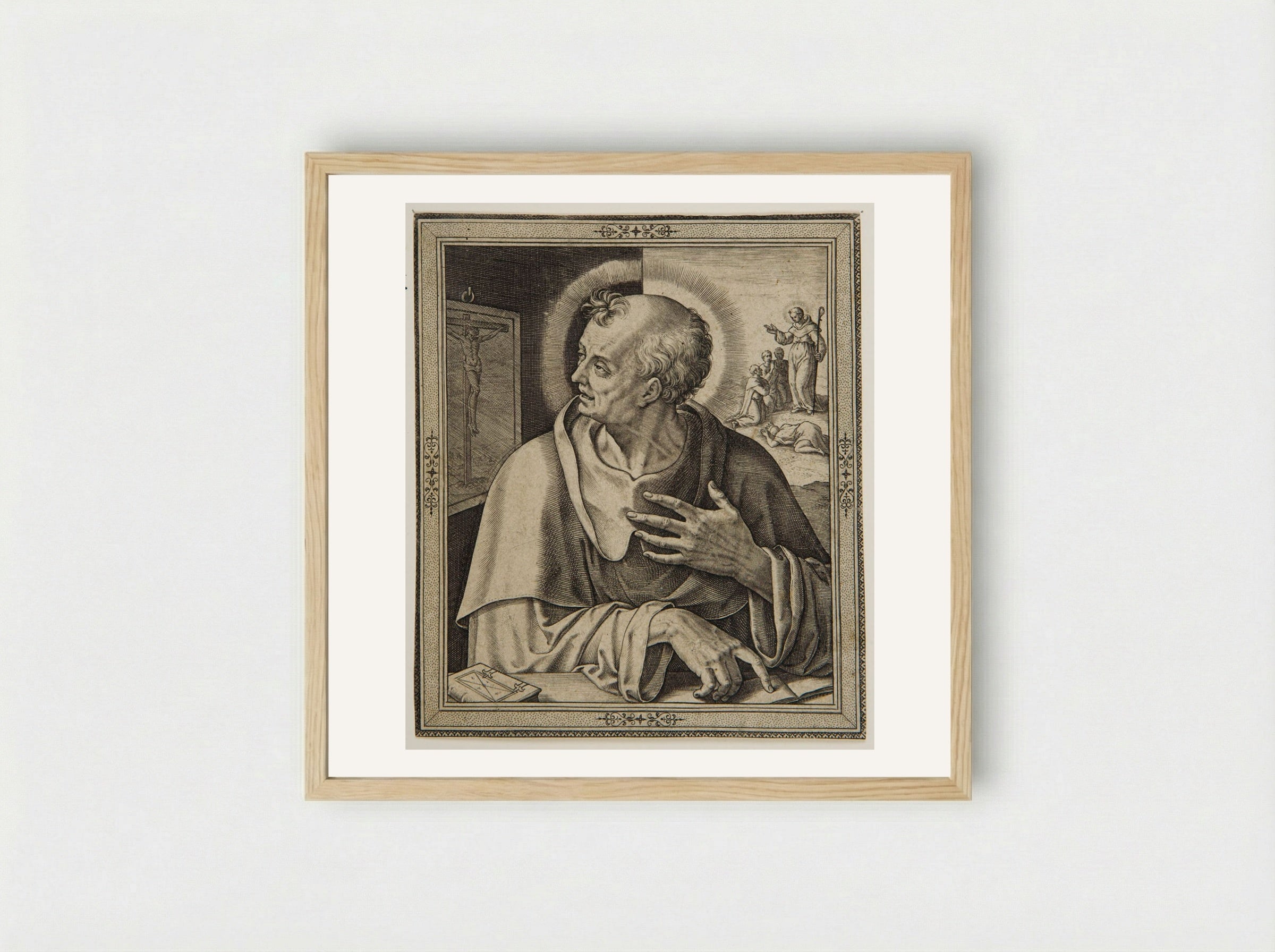 Saint Benedict - Hieronymus Wierix - Framed Print Wood