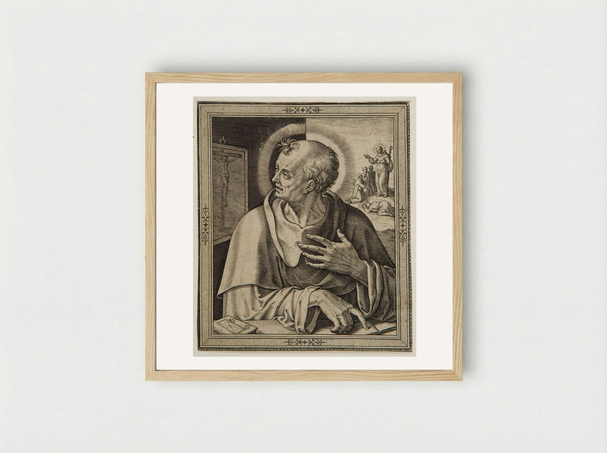 Saint Benedict - Hieronymus Wierix - Framed Print Wood