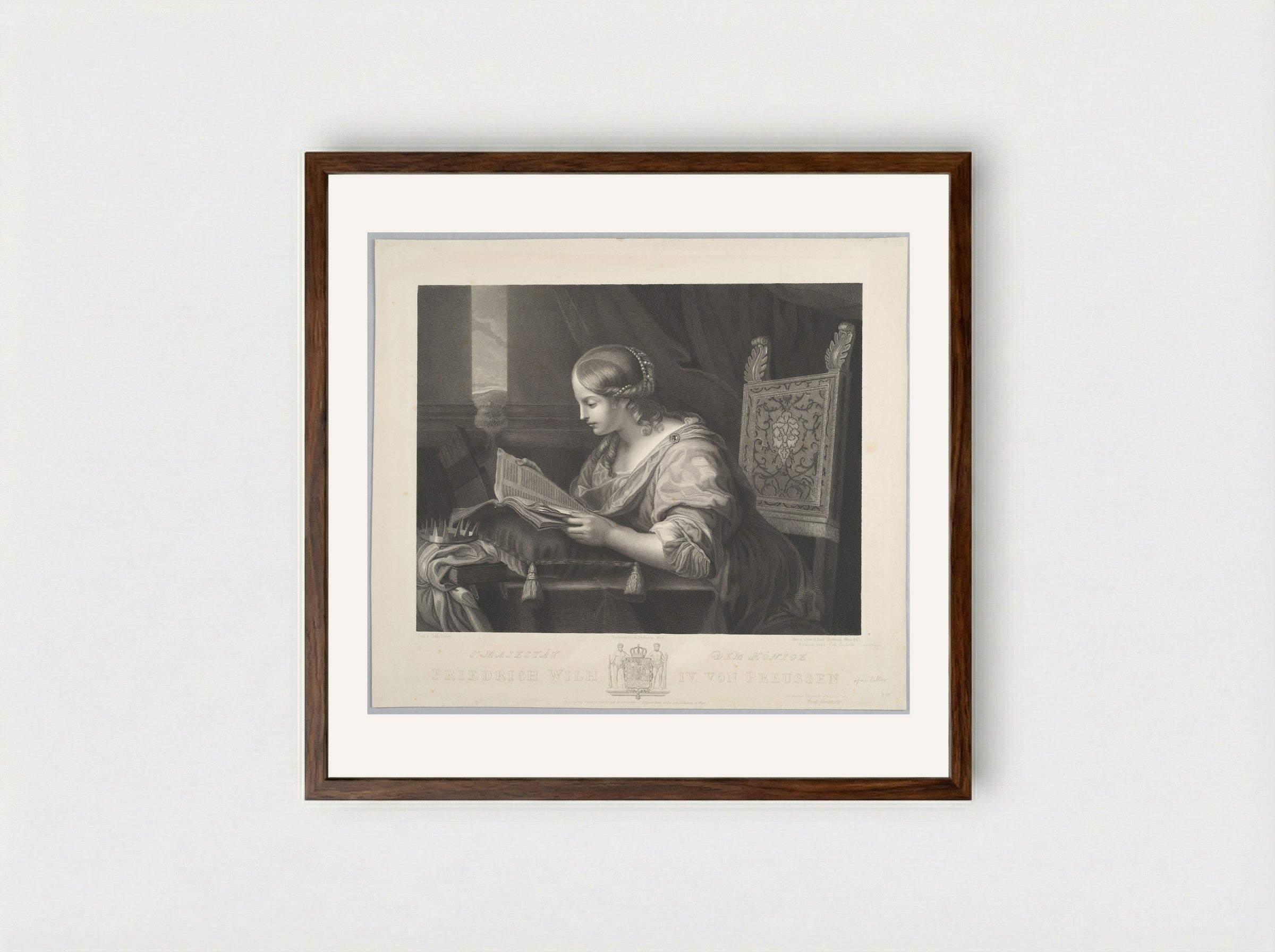 Saint Catherine Reading - Paul Gleditsch - Framed Print Dark Wood