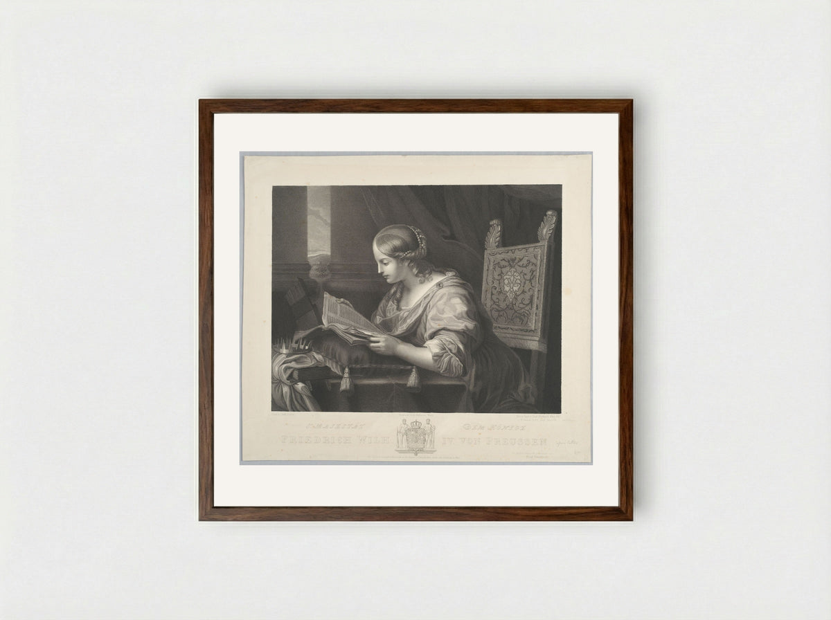 Saint Catherine Reading - Paul Gleditsch - Framed Print Dark Wood