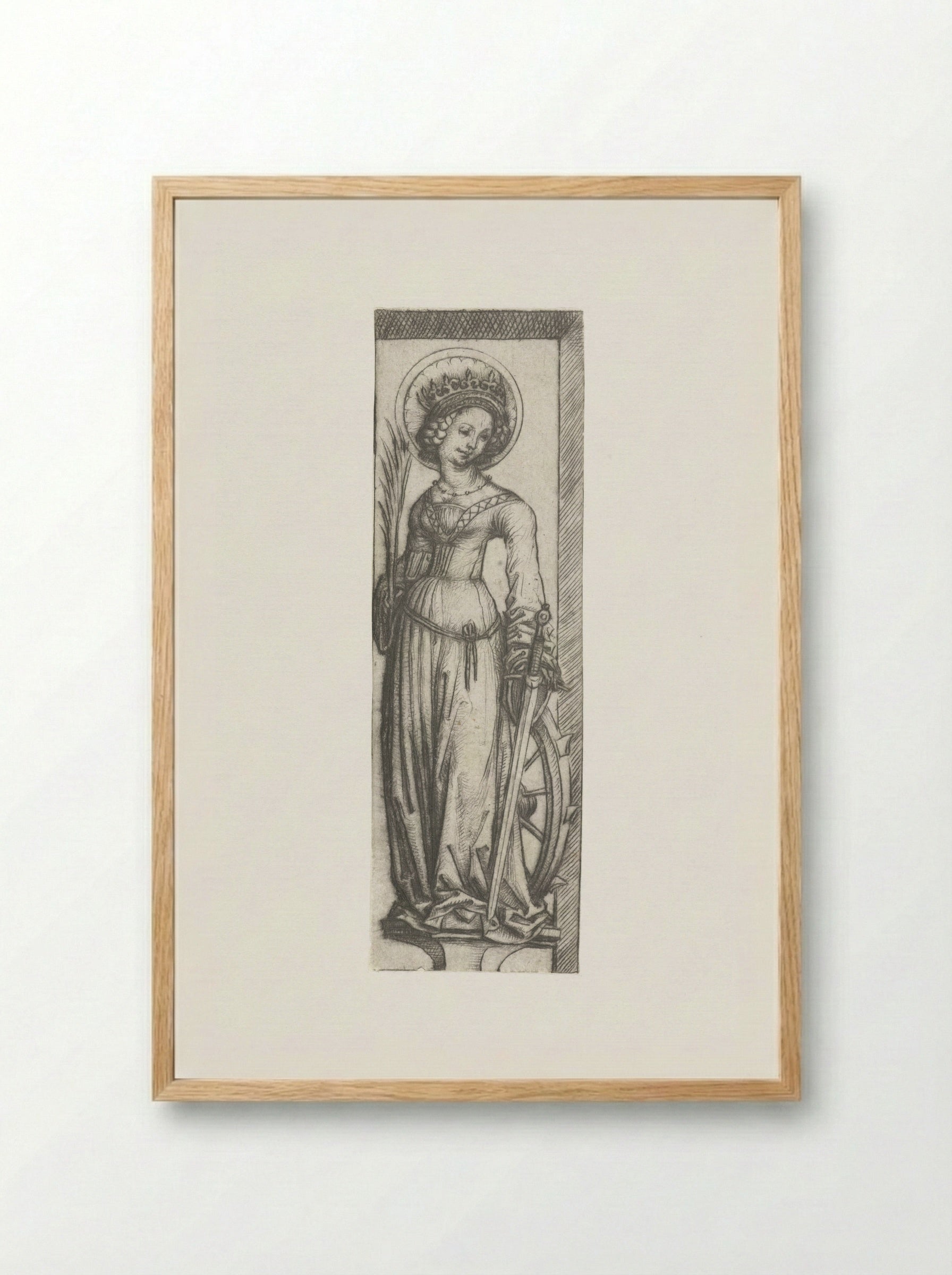 Saint Catherine in a Niche - Master of the Amsterdam Cabinet - Framed Print Wood