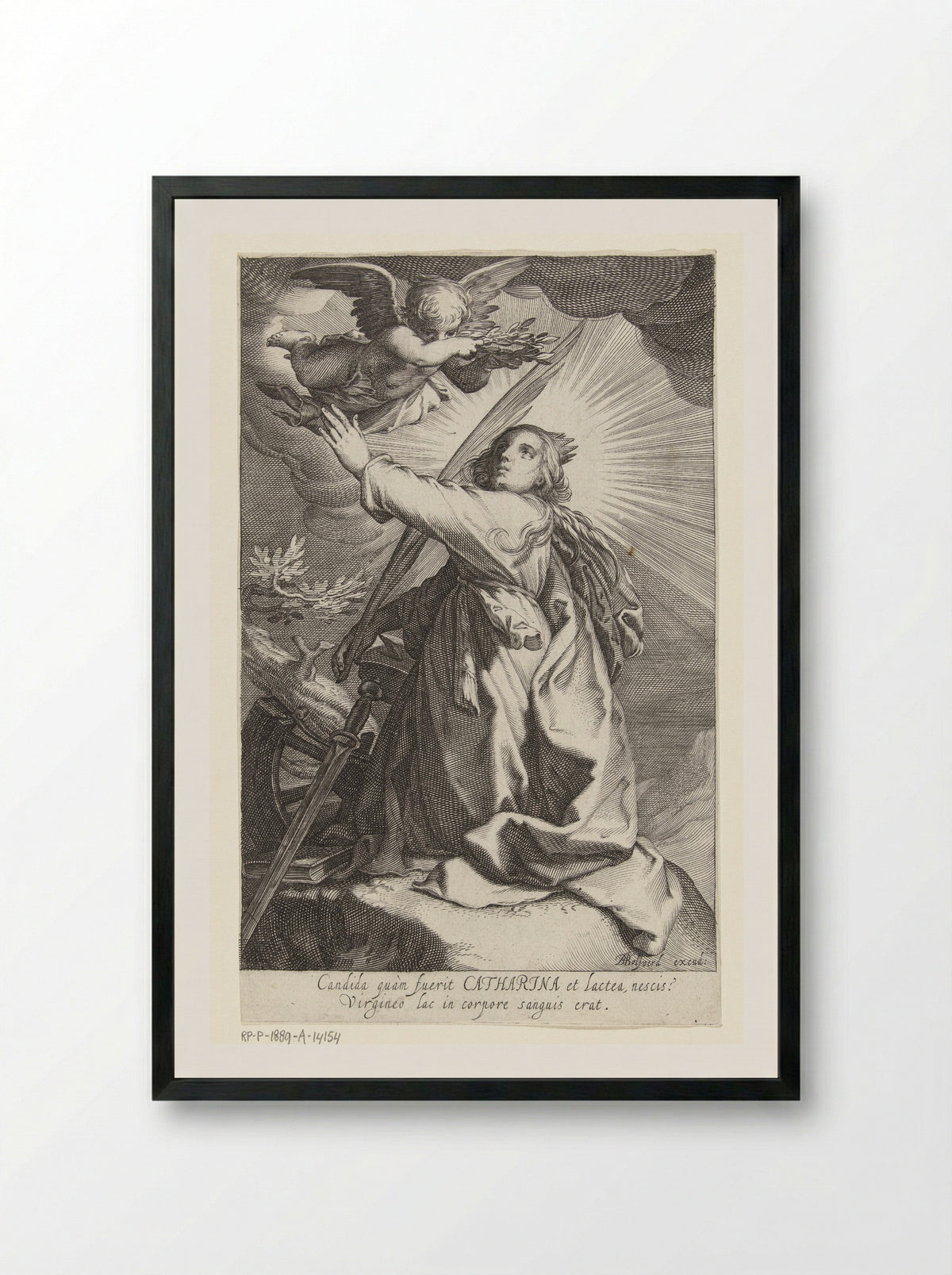 Saint Catherine of Alexandria with Palm Branch, Sword, and Broken Wheel - Boëtius Adamsz. Bolswert - Framed Print Black